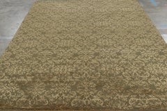 Rug & Kilim’s European Rug in Green with Arabesque Patterns in Beige-Cream Tones