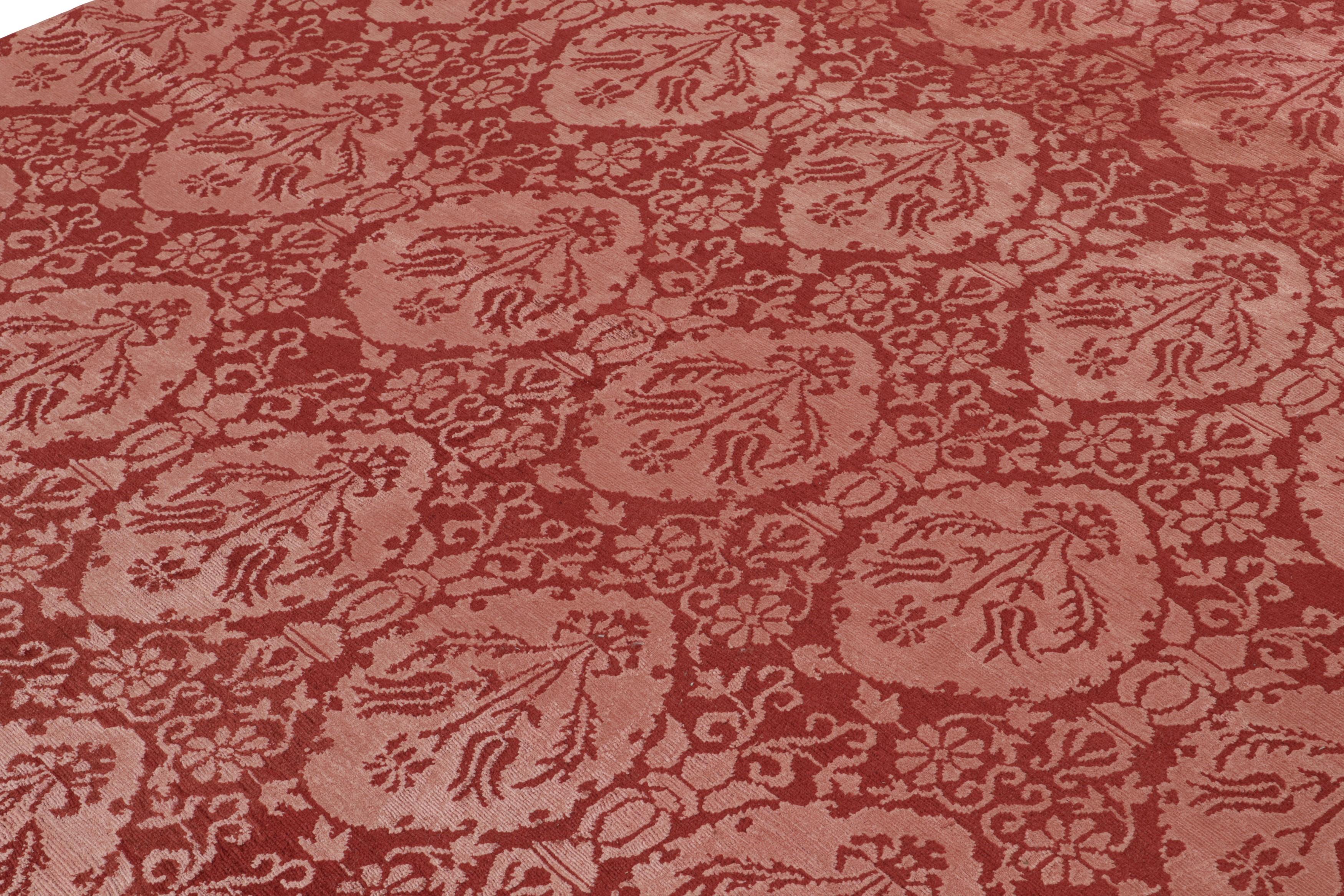 Hand-Knotted Rug & Kilim’s European Rug in Red and Pink with Floral Patterns “Medici” For Sale
