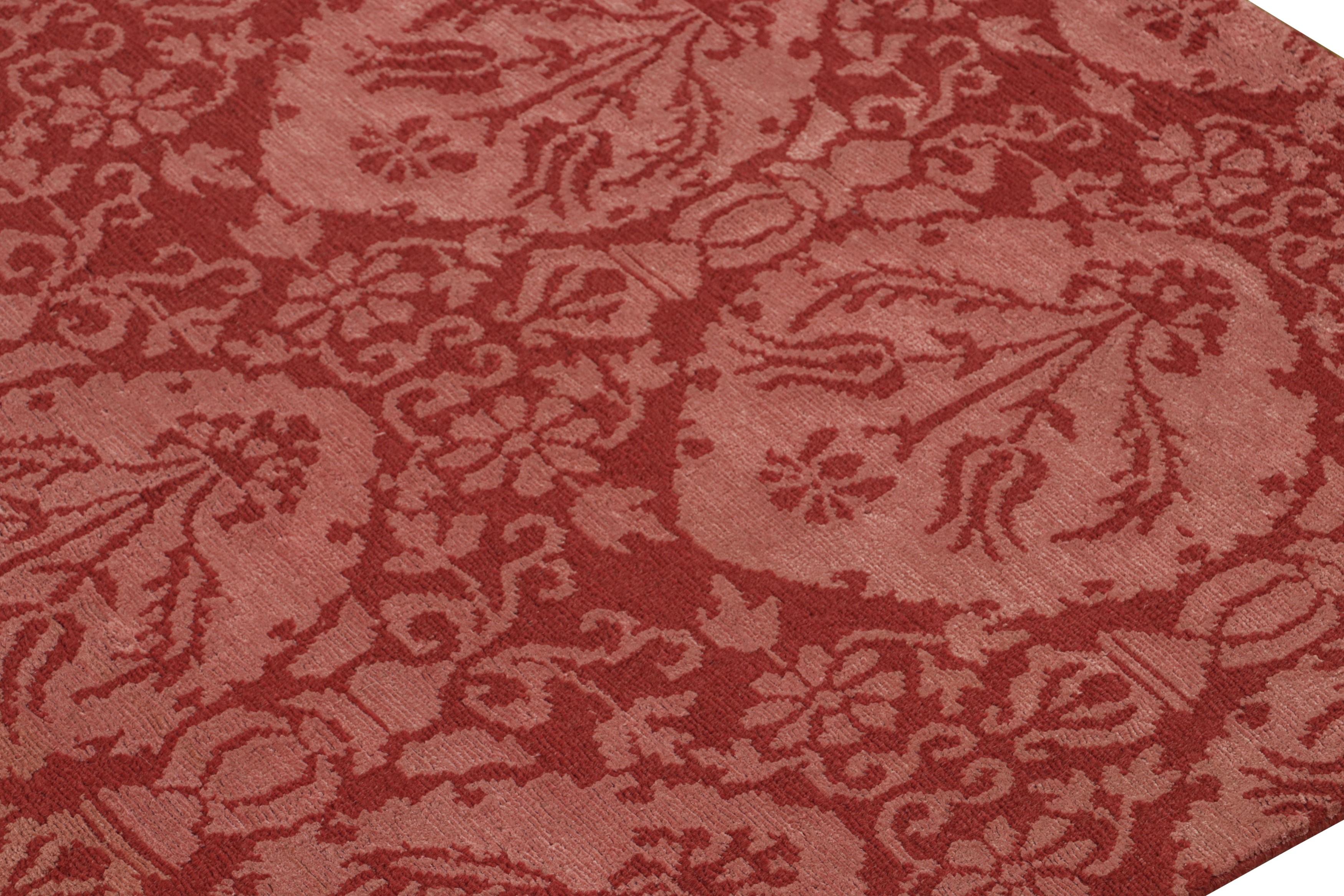 Rug & Kilim’s European Rug in Red and Pink with Floral Patterns “Medici” In New Condition For Sale In Long Island City, NY