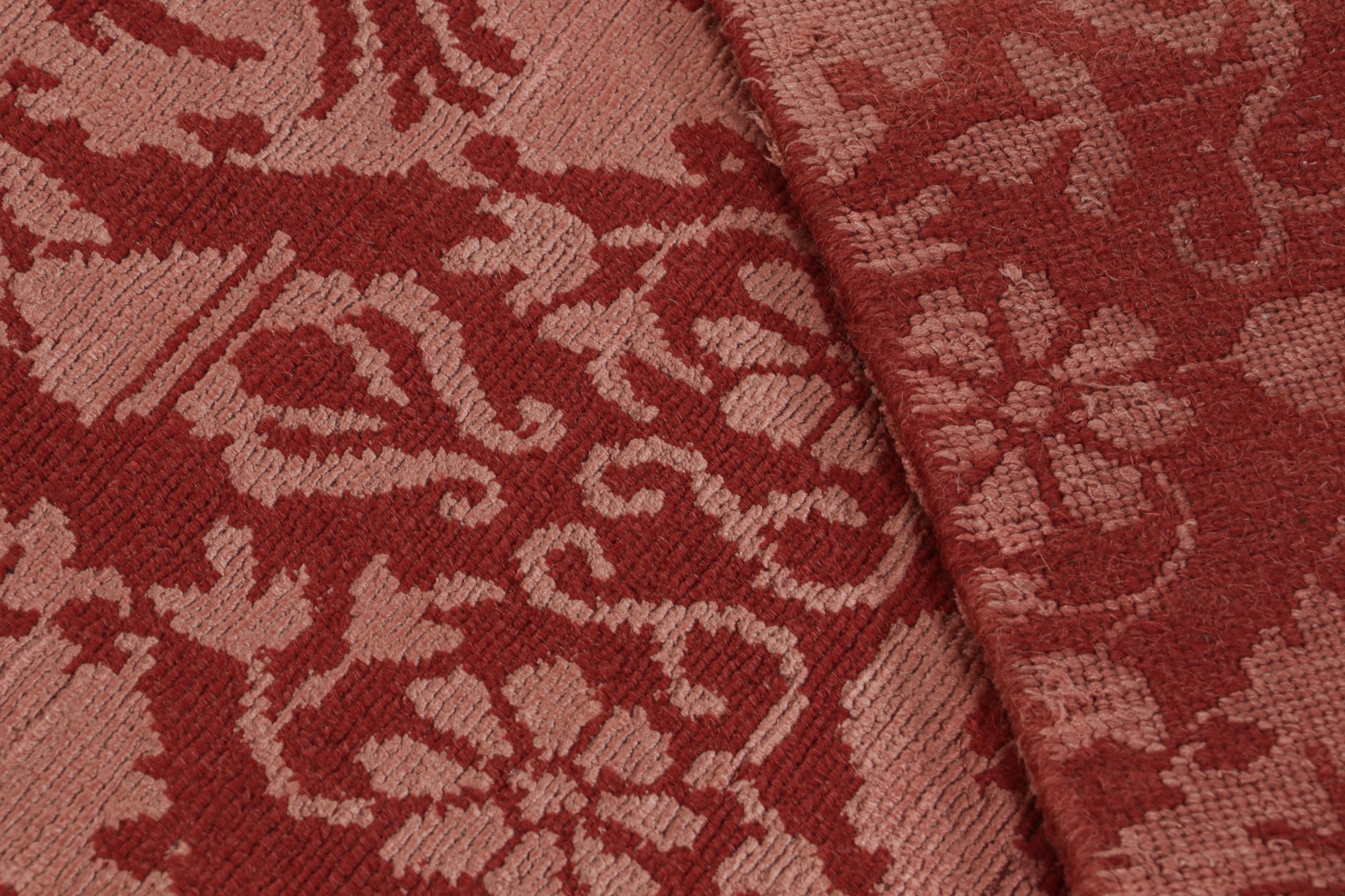 Wool Rug & Kilim’s European Rug in Red and Pink with Floral Patterns “Medici” For Sale