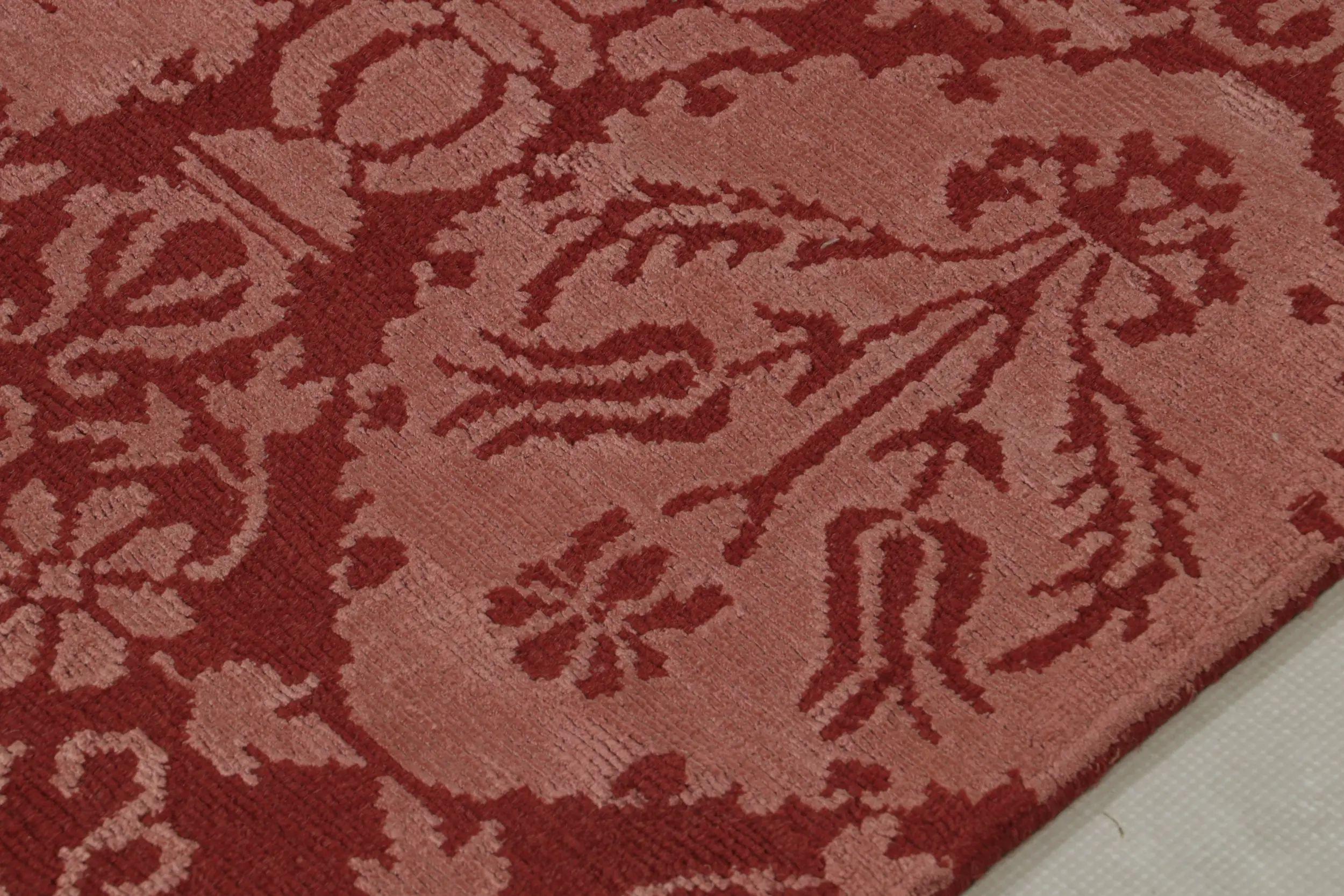 XXIe siècle et contemporain Rug & Kilim's European Rug in Red and Pink with Floral Patterns Medici (tapis européen rouge et rose à motifs floraux) en vente