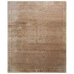 Rug & Kilim's European Style Art Deco Rug in Beige Brown Geometric Pattern (tapis de style européen Art déco à motif géométrique beige et brun)