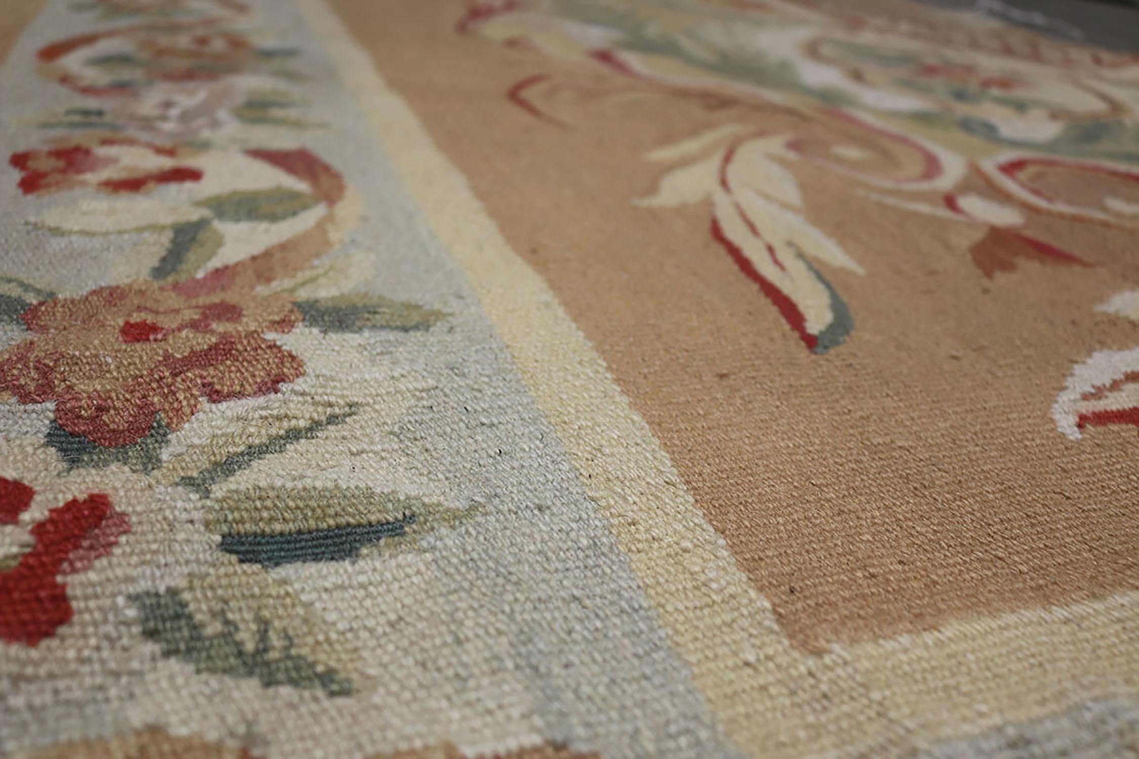 Hand-knotted in wool, this 12x15 transitional rug is an addition to the European rug collection by Rug & Kilim, affectionately named for the inspiration hailing from time-honored Aubusson rug patterns in hues of brown and green.