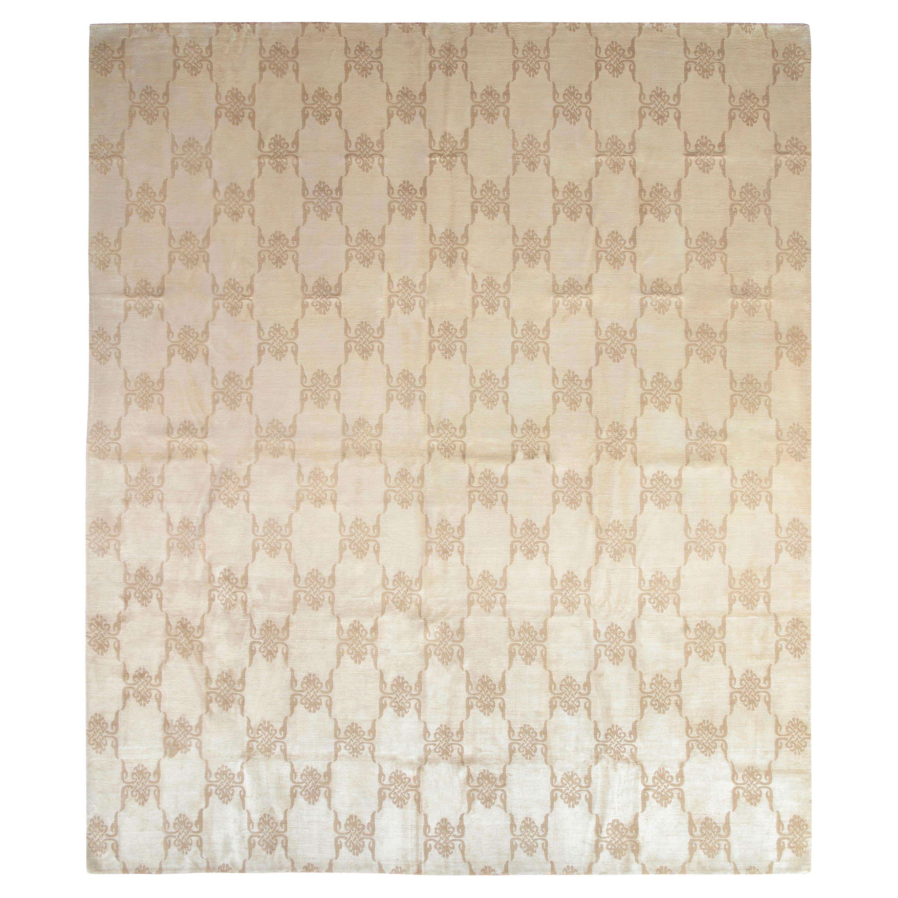 Teppich & Kilims European Style, maßgefertigter Teppich mit geometrischem Muster in Beigebraun im Angebot