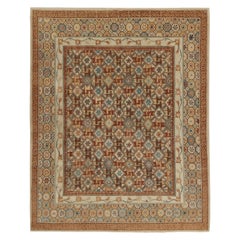 Tappeto Rug & Kilim in stile europeo Deco con motivo geometrico marrone, oro e blu
