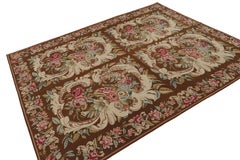 Rug & Kilim’s European Style Flatweave Rug in Brown with Botanicals “Acanthus”