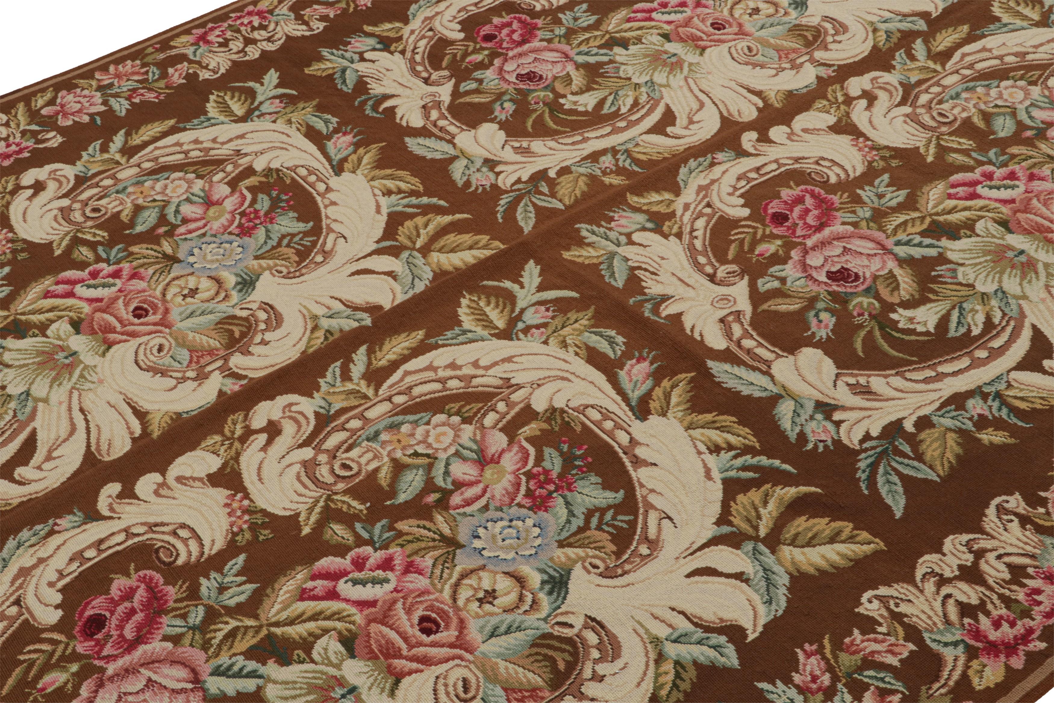 Chinois Rug & Kilim's European Style Flatweave Rug in Brown with Botanicals Acanthus (en anglais seulement) en vente