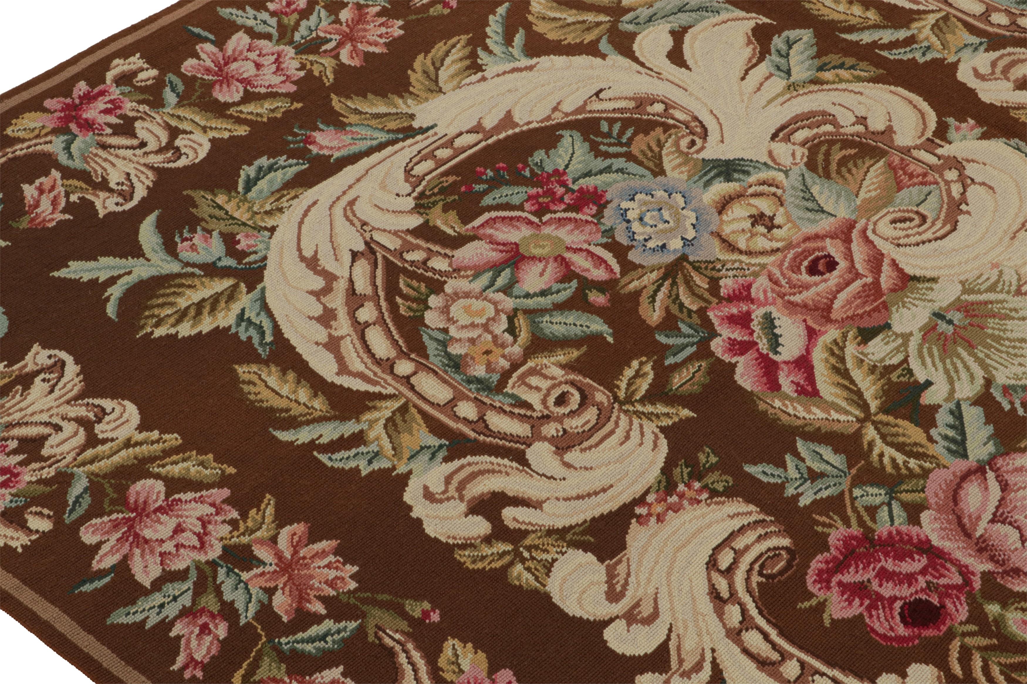 Tissé à la main Rug & Kilim's European Style Flatweave Rug in Brown with Botanicals Acanthus (en anglais seulement) en vente