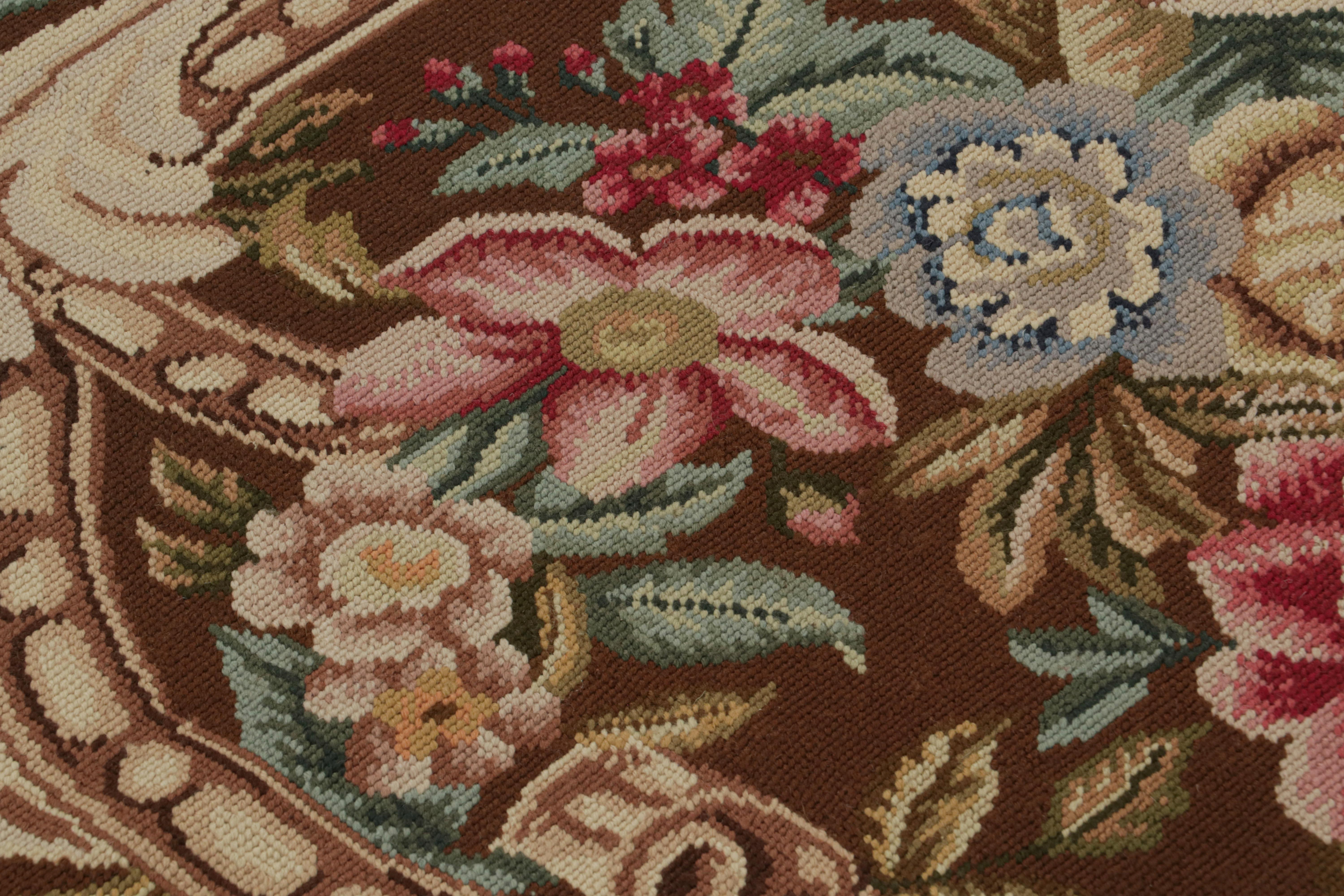 Rug & Kilim’s European Style Flatweave Rug in Brown with Botanicals “Acanthus” In New Condition For Sale In Long Island City, NY