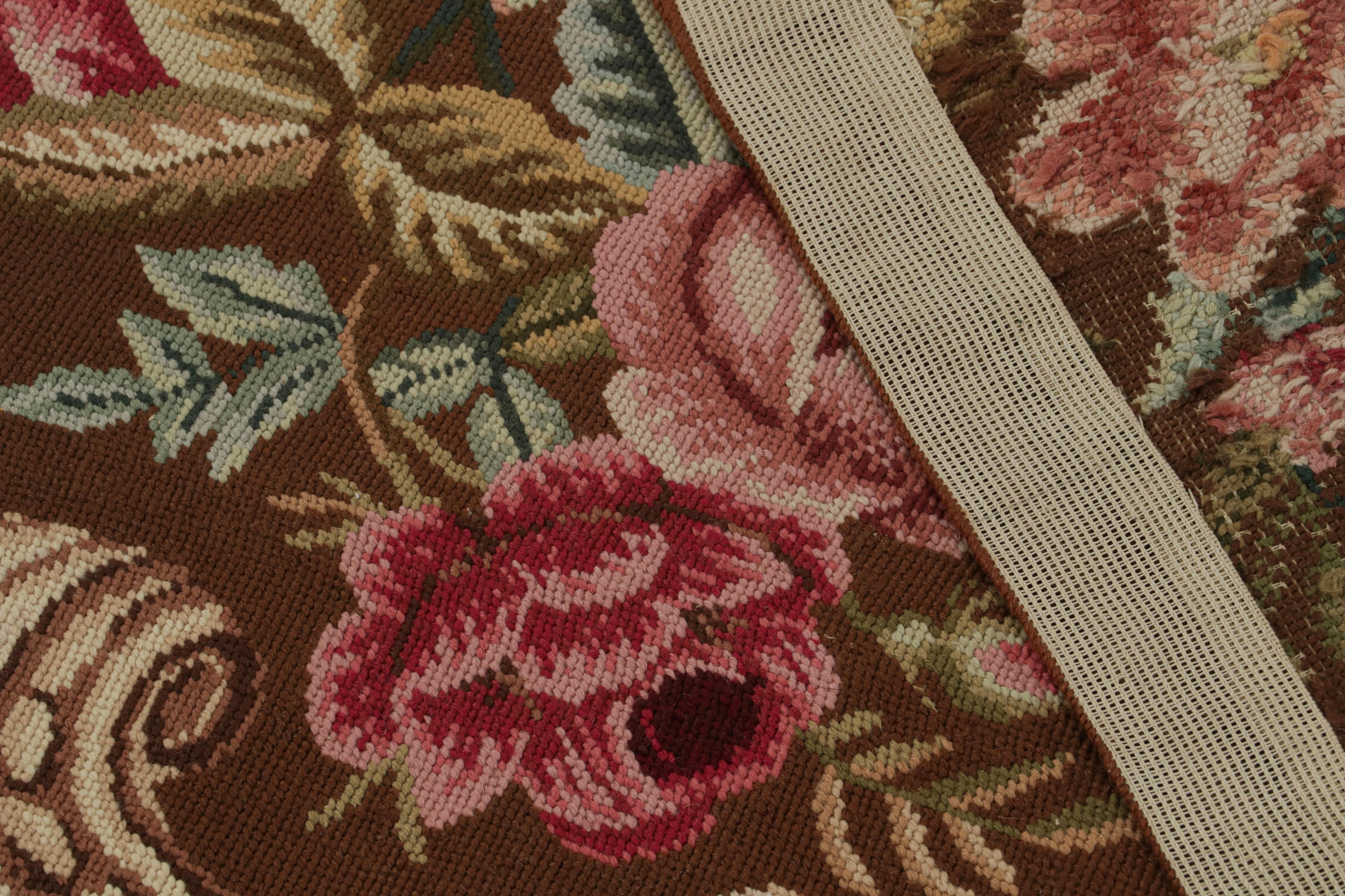 XXIe siècle et contemporain Rug & Kilim's European Style Flatweave Rug in Brown with Botanicals Acanthus (en anglais seulement) en vente
