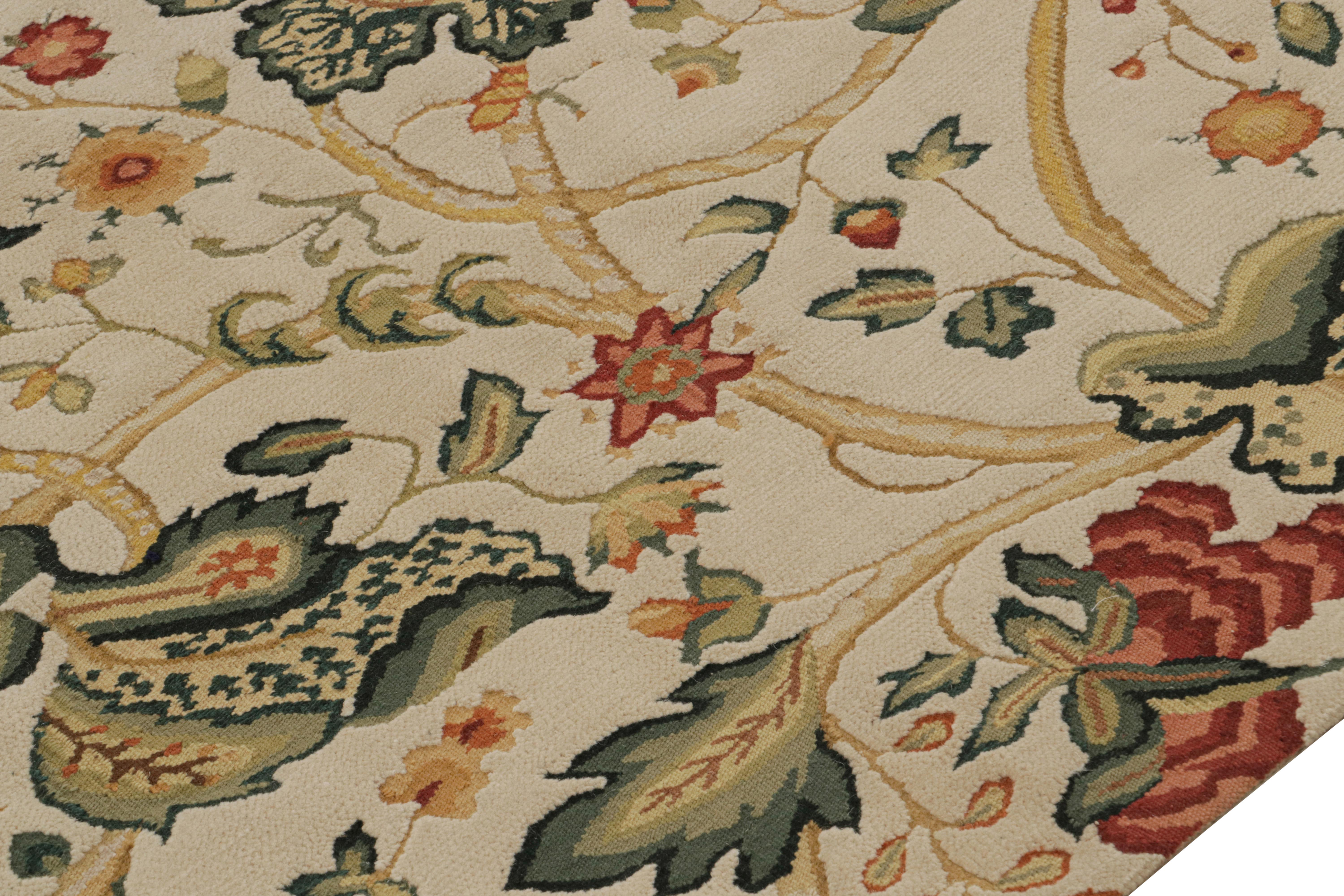 Rug & Kilim’s European Style Flatweave Rug in Cream with Floral Patterns ‘Tudor’ In condizioni Nuovo in vendita a Long Island City, NY