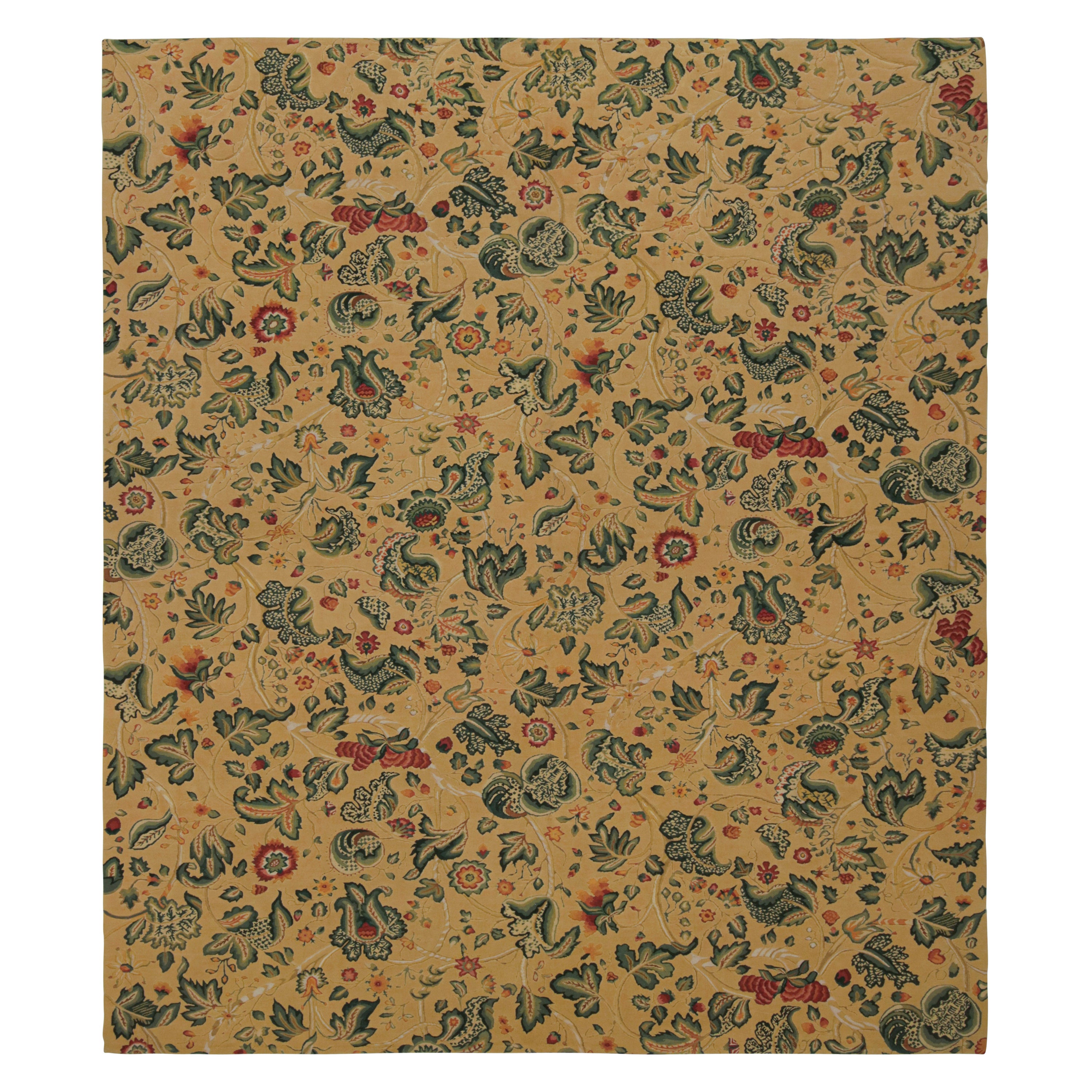Rug & Kilim’s European Style Flatweave Rug in Cream with Floral Patterns ‘Tudor’ For Sale