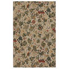 Rug & Kilim's Flachgewebe-Teppich in Creme mit Blumenmuster 'Tudor' im europäischen Stil
