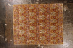 Rug & Kilim's European-Style Floral Rug Gold Red Wool and Silk Rug