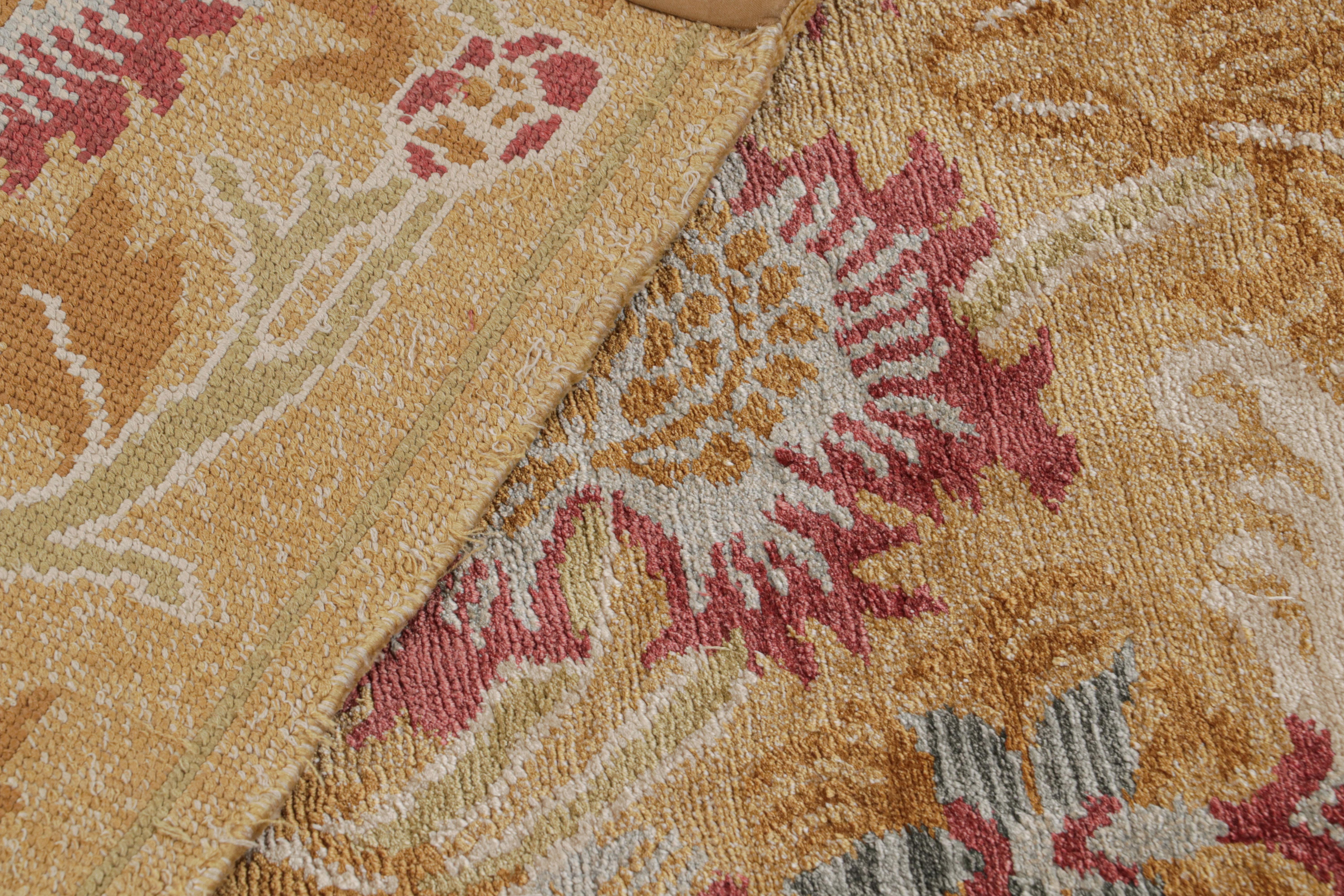 Contemporary Rug & Kilim's European Style Floral Rug in Gold and Red All-Over Pattern For Sale