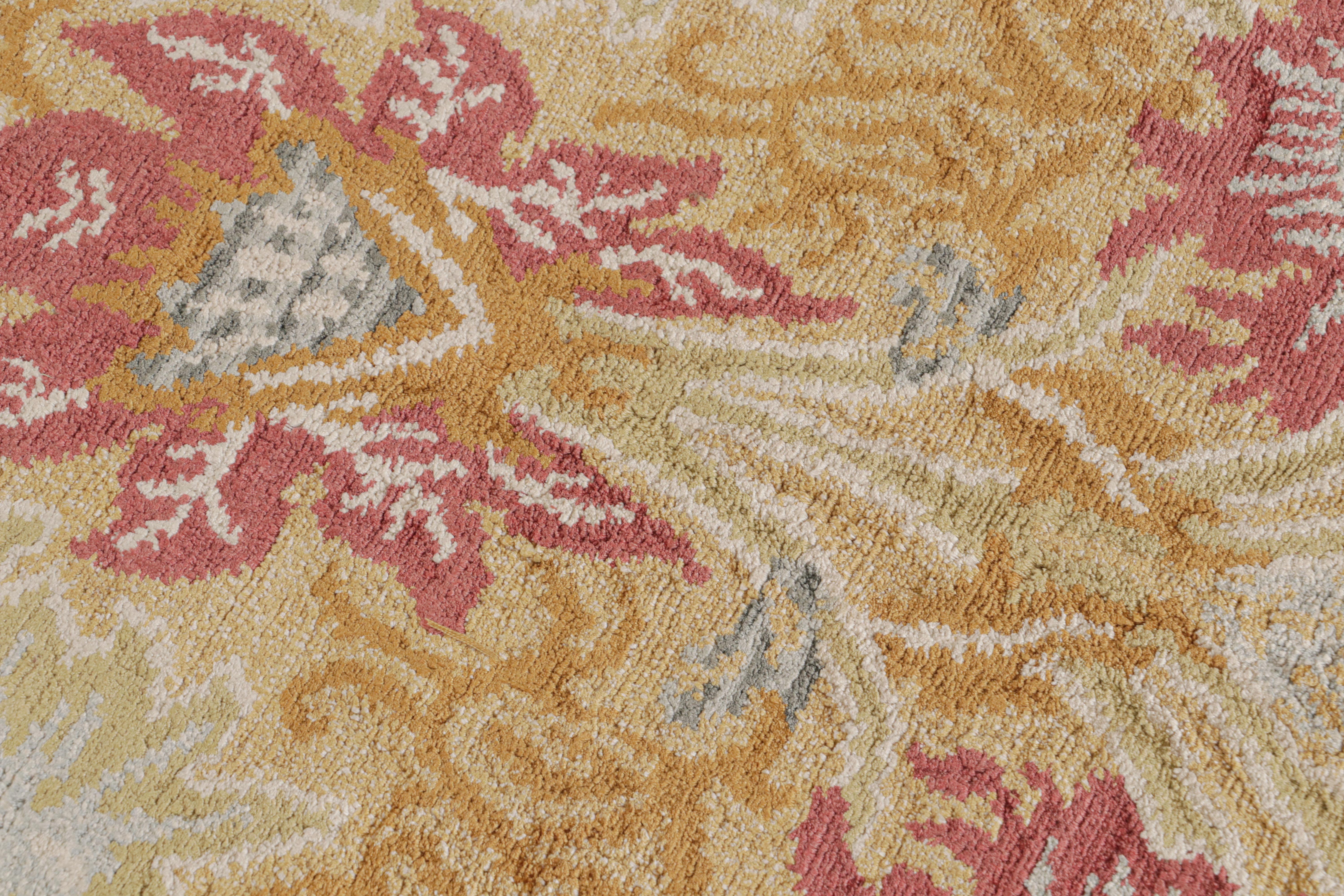 Rug & Kilim's European Style Floral Rug in Gold and Red All-Over Pattern In New Condition For Sale In Long Island City, NY