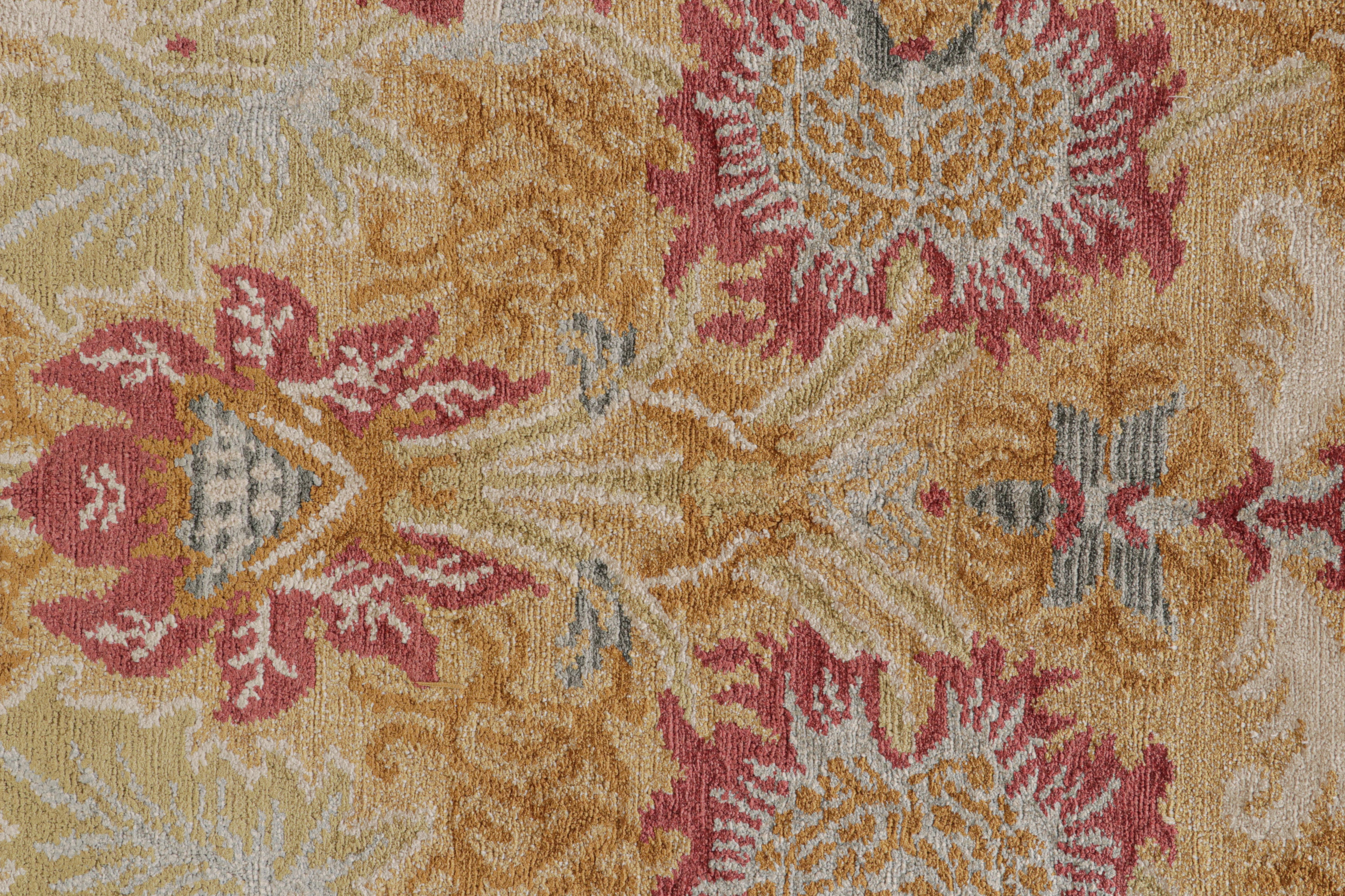 Hand-Knotted Rug & Kilim's European Style Floral Rug in Gold and Red All-Over Pattern For Sale