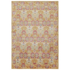 Rug & Kilim's European Style Floral Rug in Gold and Red All-Over Pattern