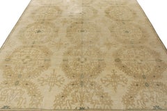 Alfombra de estilo europeo Rug & Kilim, todo beige-marrón, dibujo de medallón verde