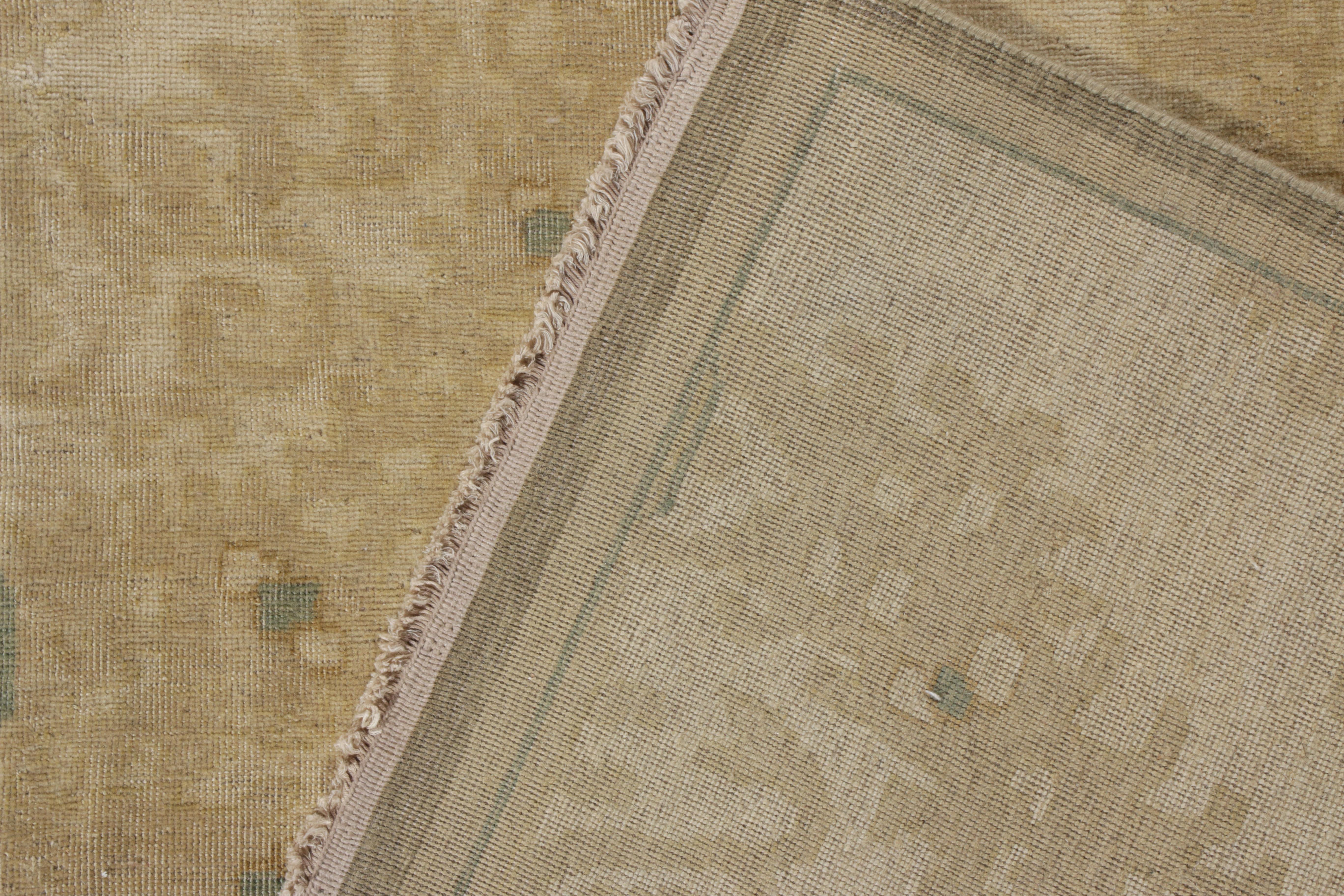 Hand-Knotted Rug & Kilim’s European Style rug, all over Beige-Brown, Green Medallion Pattern For Sale