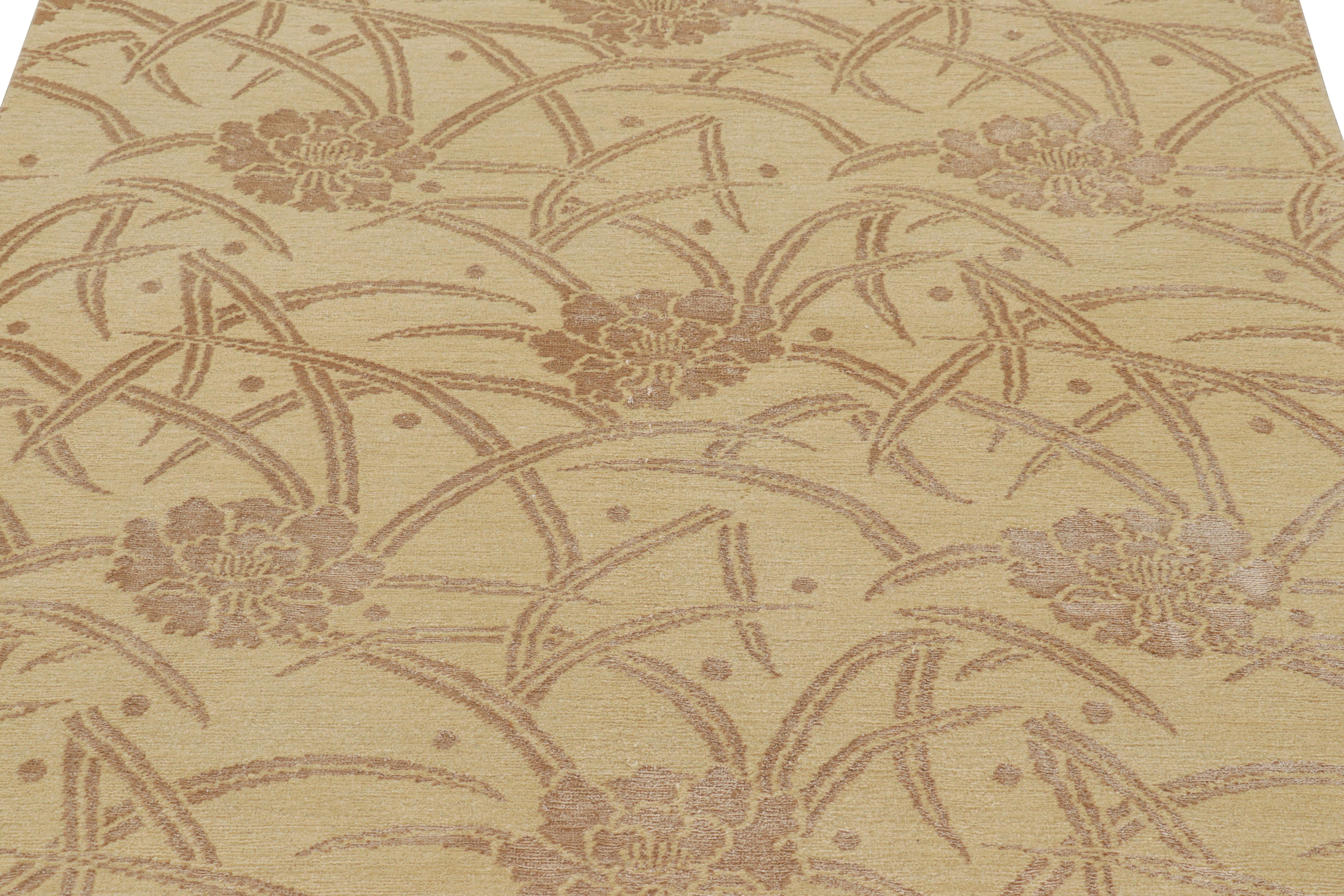 Dieser moderne Teppich 4x6 von Rug & Kilim ist aus handgeknüpfter Wolle und Seide in unserem luxuriösen nepalesischen Flor gefertigt und trägt den Namen 