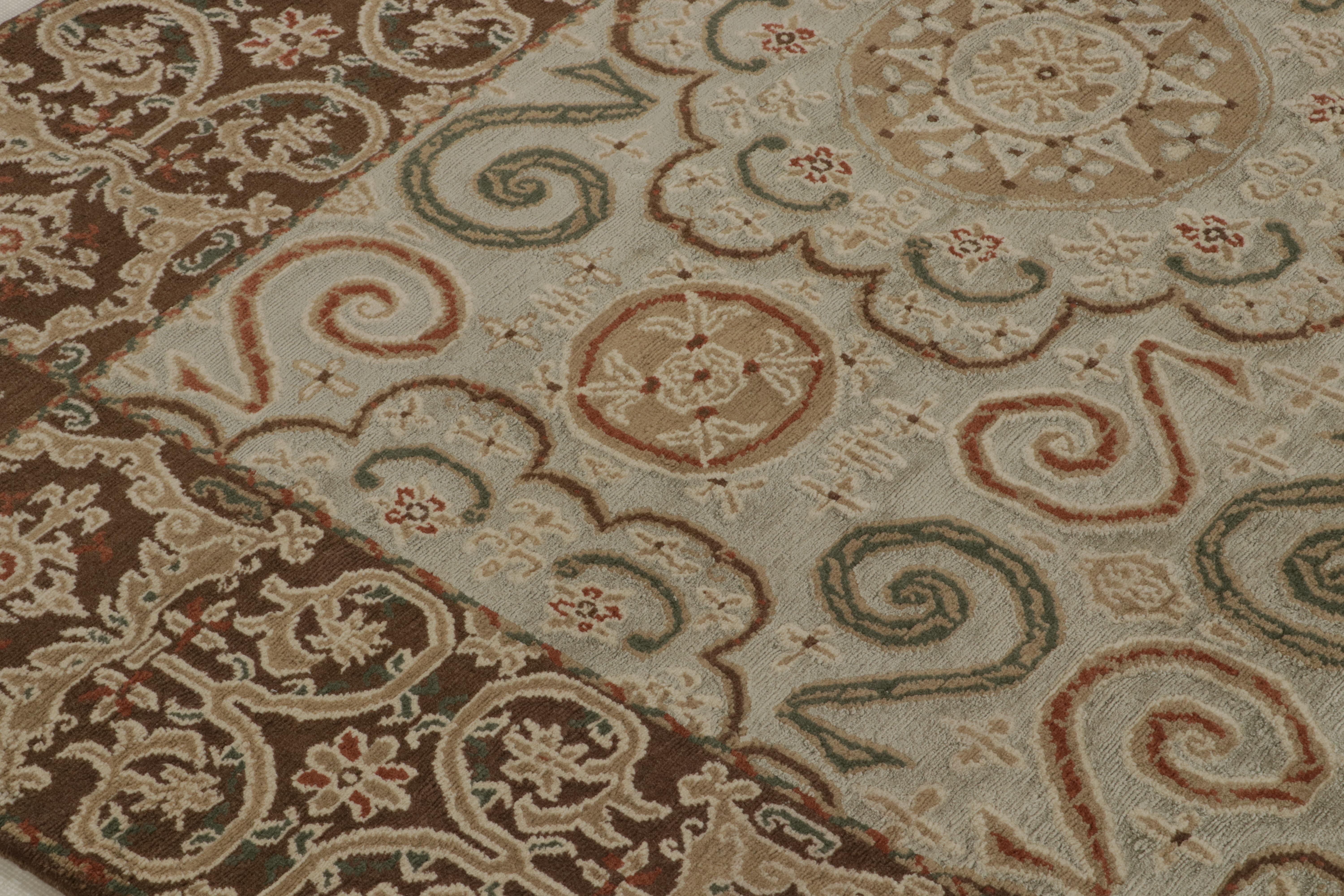 Alfombra de estilo europeo Rug & Kilim Beige-Marrón Verde Lana Seda Personalizada Floral Siglo XXI y contemporáneo en venta