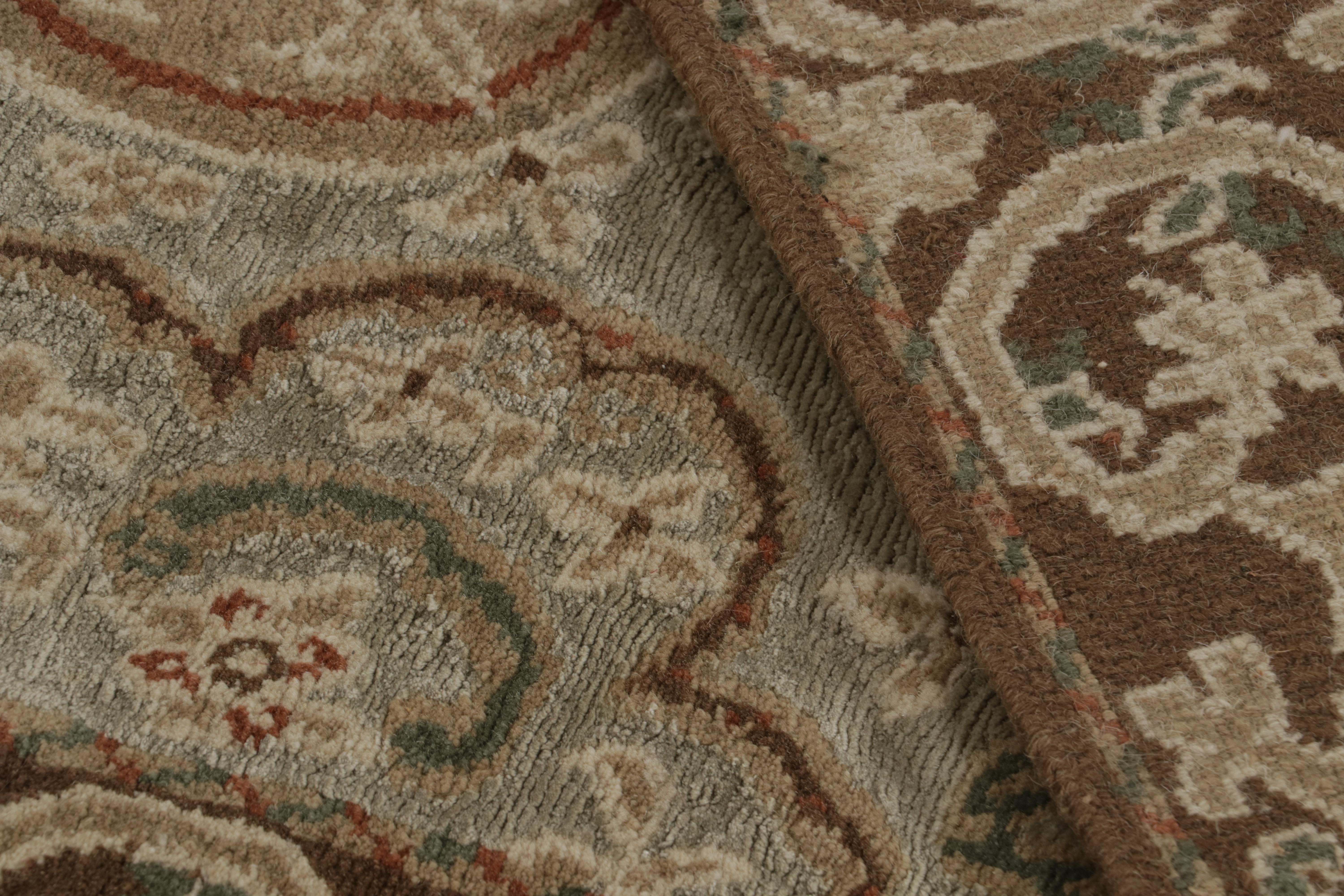 Rug & Kilim's European Style Rug Beige-Brown Green Wool Silk Custom Floral im Angebot 4