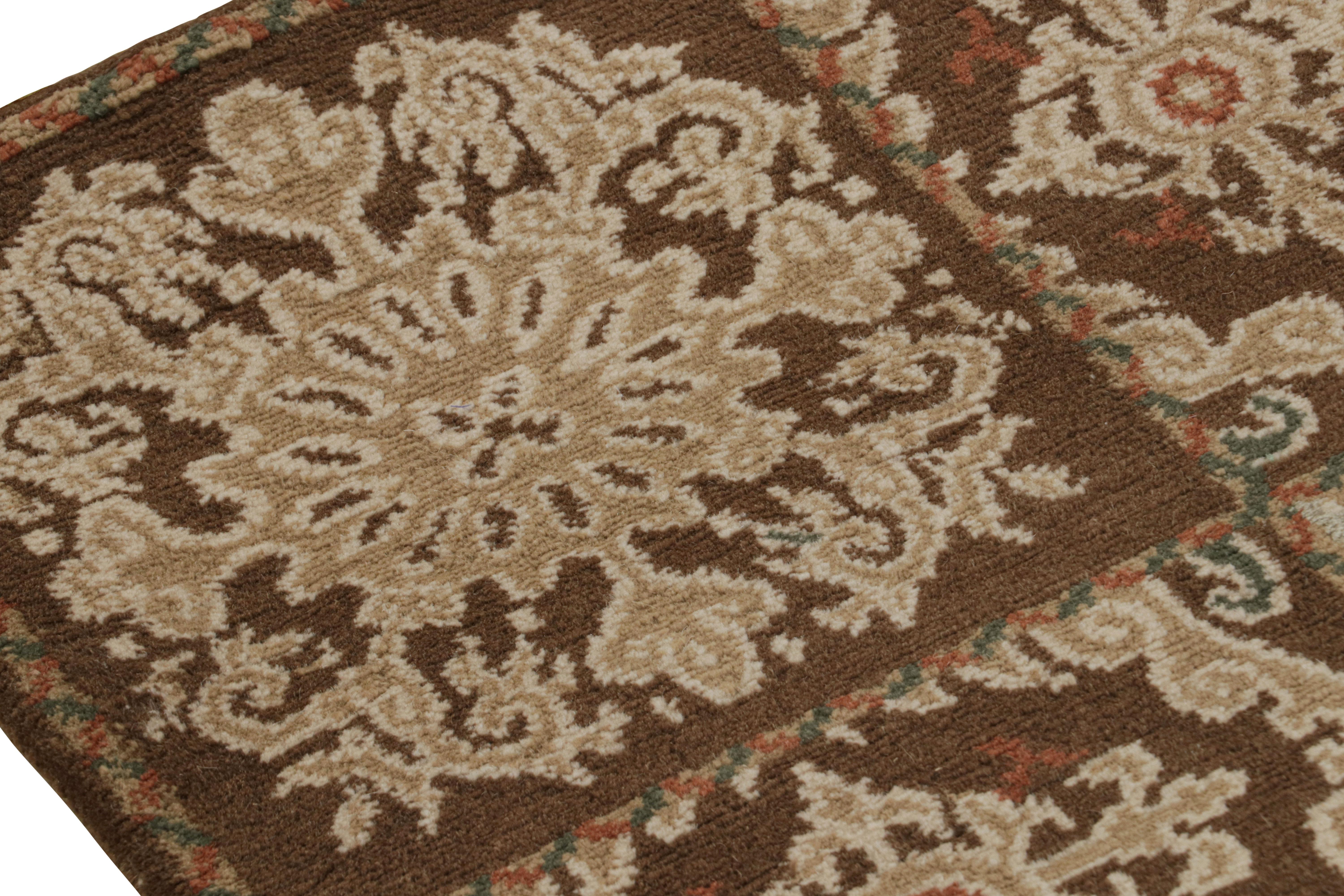 Hand-Knotted Rug & Kilim's European Style Rug Beige-Brown Green Wool Silk Custom Floral For Sale
