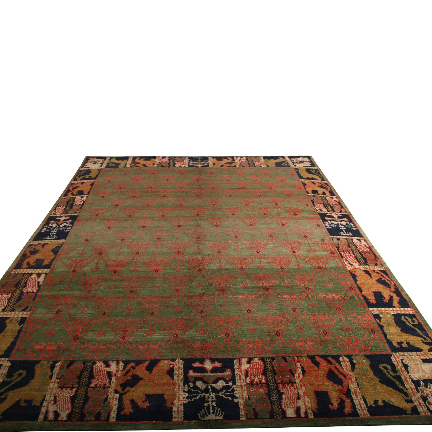 Inspiriert durch das spanische Kolonialdesign präsentiert Rug & Kilim dieses 9 x 11 große Stück aus seiner europäischen Collection mit dem berühmten 