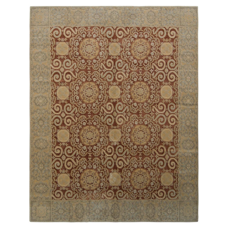 Rug and Kilim’s European Style Rug in Beige-Brown and Blue All Over ...