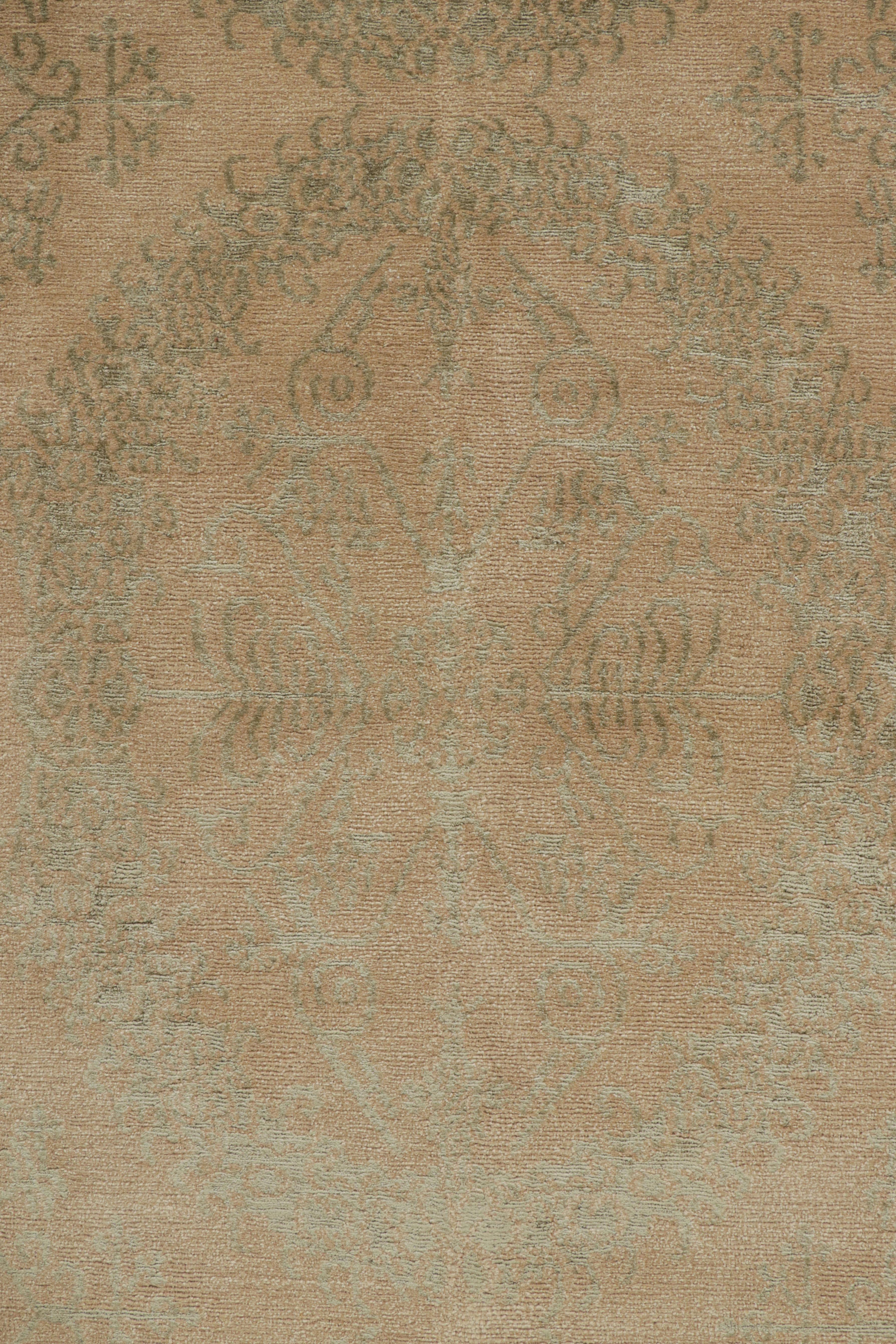 Rug & Kilim’s European Style Rug in Beige-Brown and Green Medallion Pattern In New Condition For Sale In Long Island City, NY
