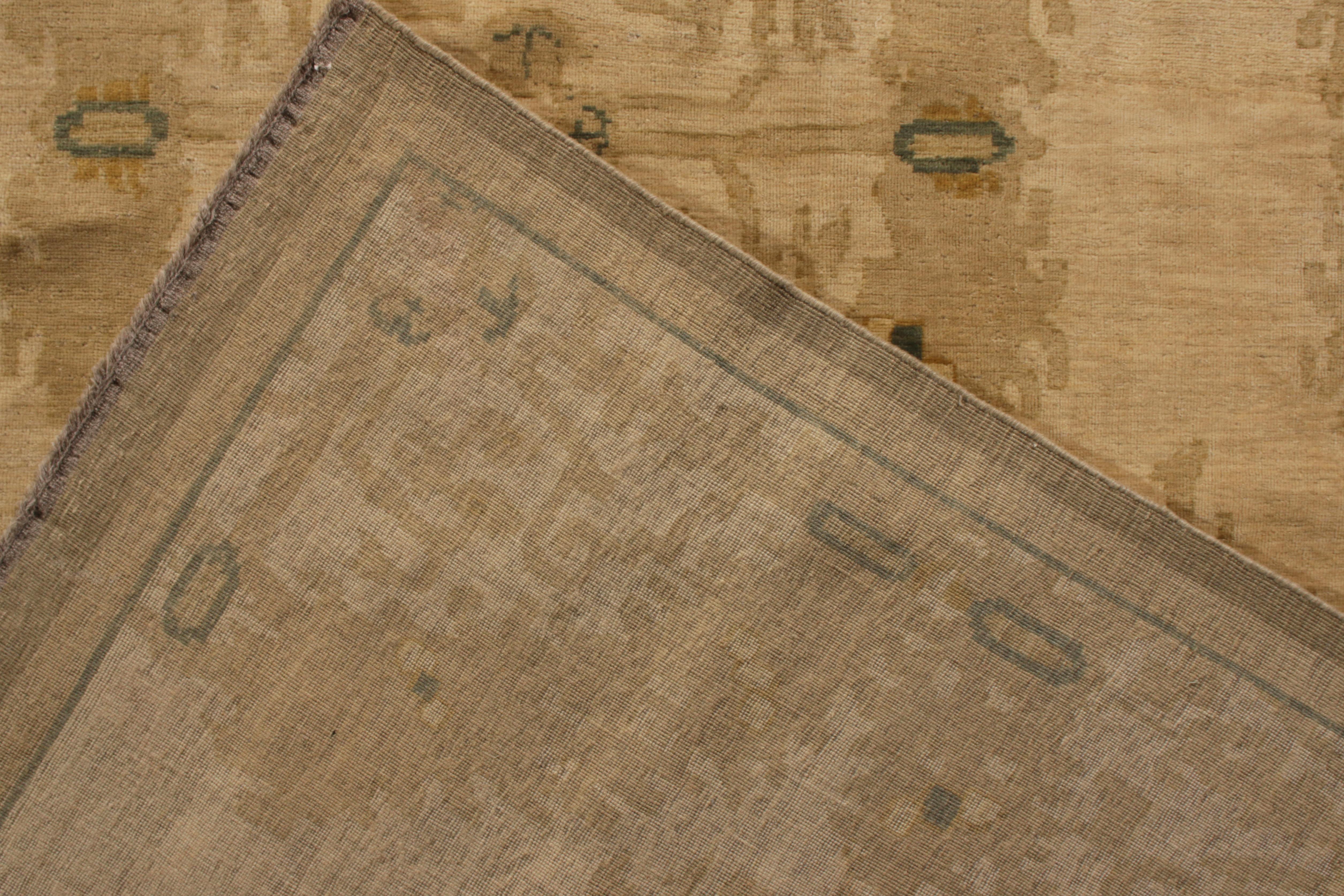 Annodato a mano Tappeto in stile europeo Rug & Kilim con motivo a medaglione beige e marrone in vendita