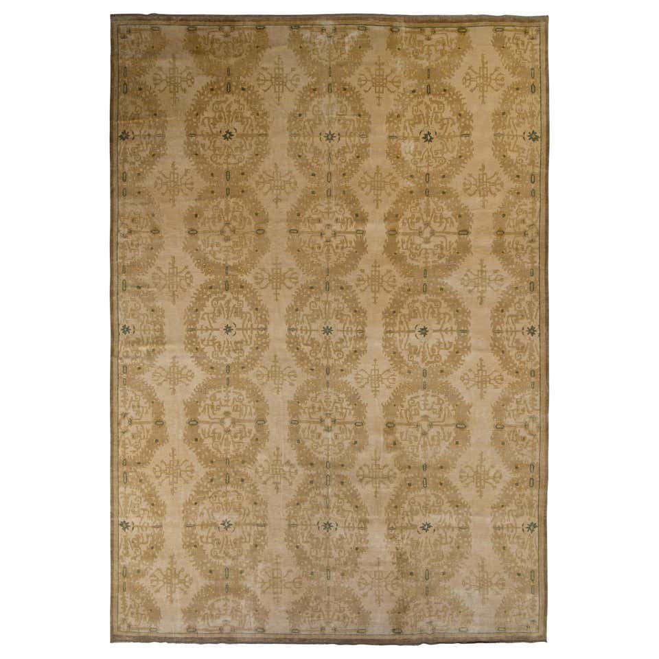 Rug and Kilim's European Style Rug in Beige-Brown, Golden-Orange Floral ...