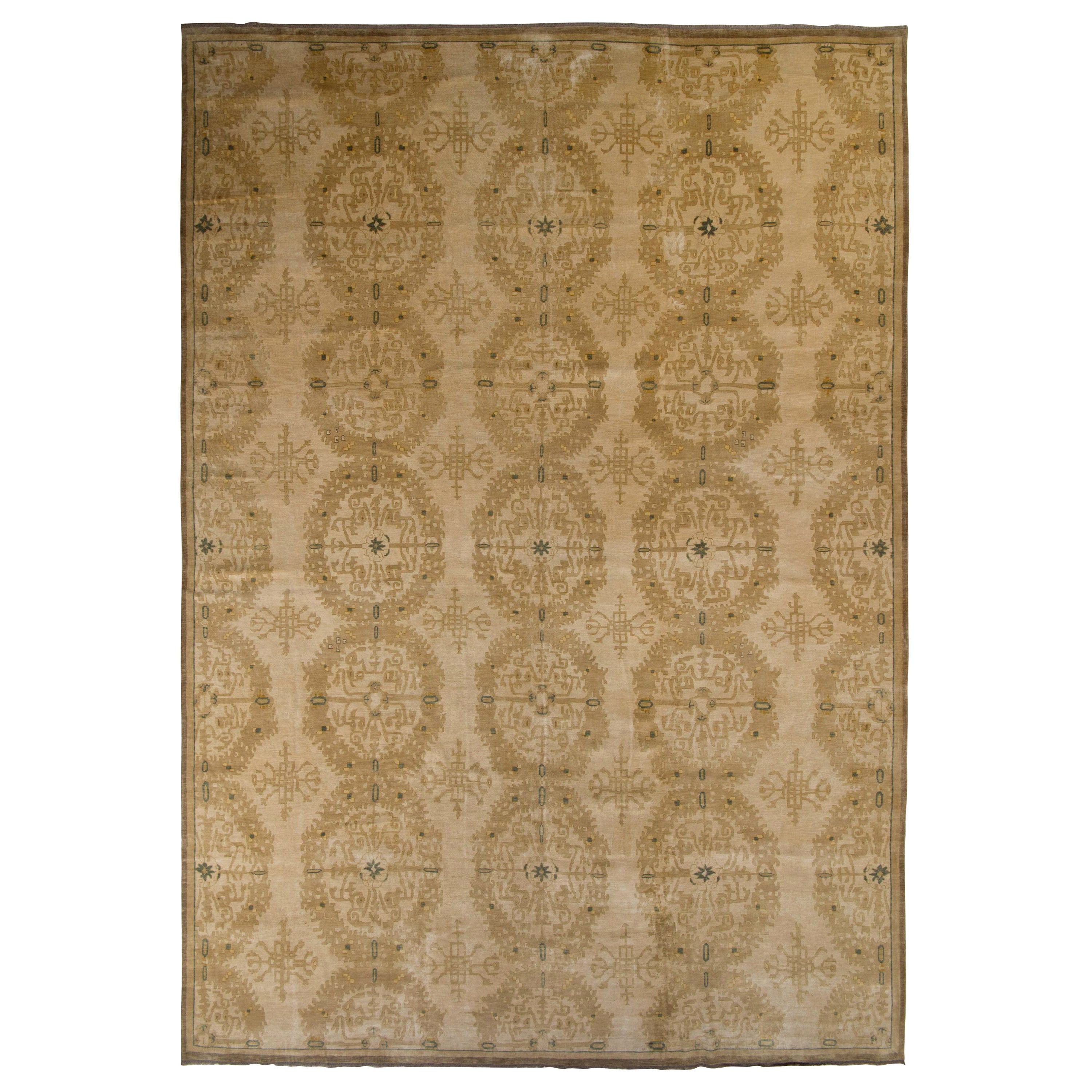 Tapis & Kilims - Tapis de style européen en motif de médaillon beige et brun
