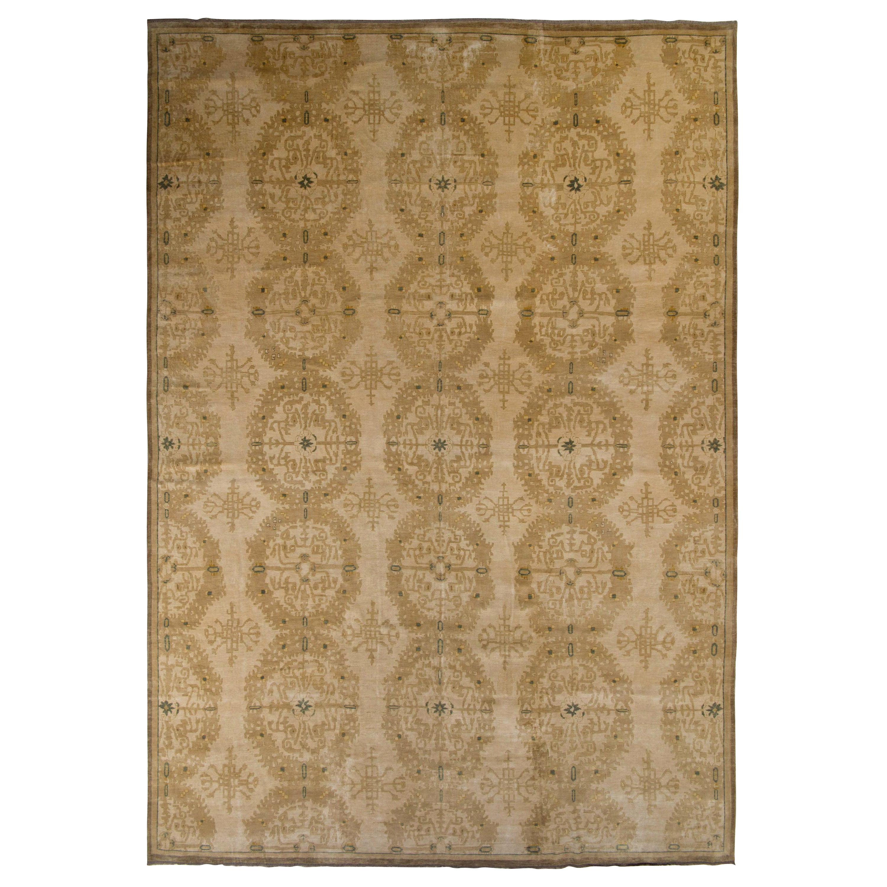 Rug & Kilim's Europäischer Stil Teppich in Beige Brown Medaillon-Muster im Angebot