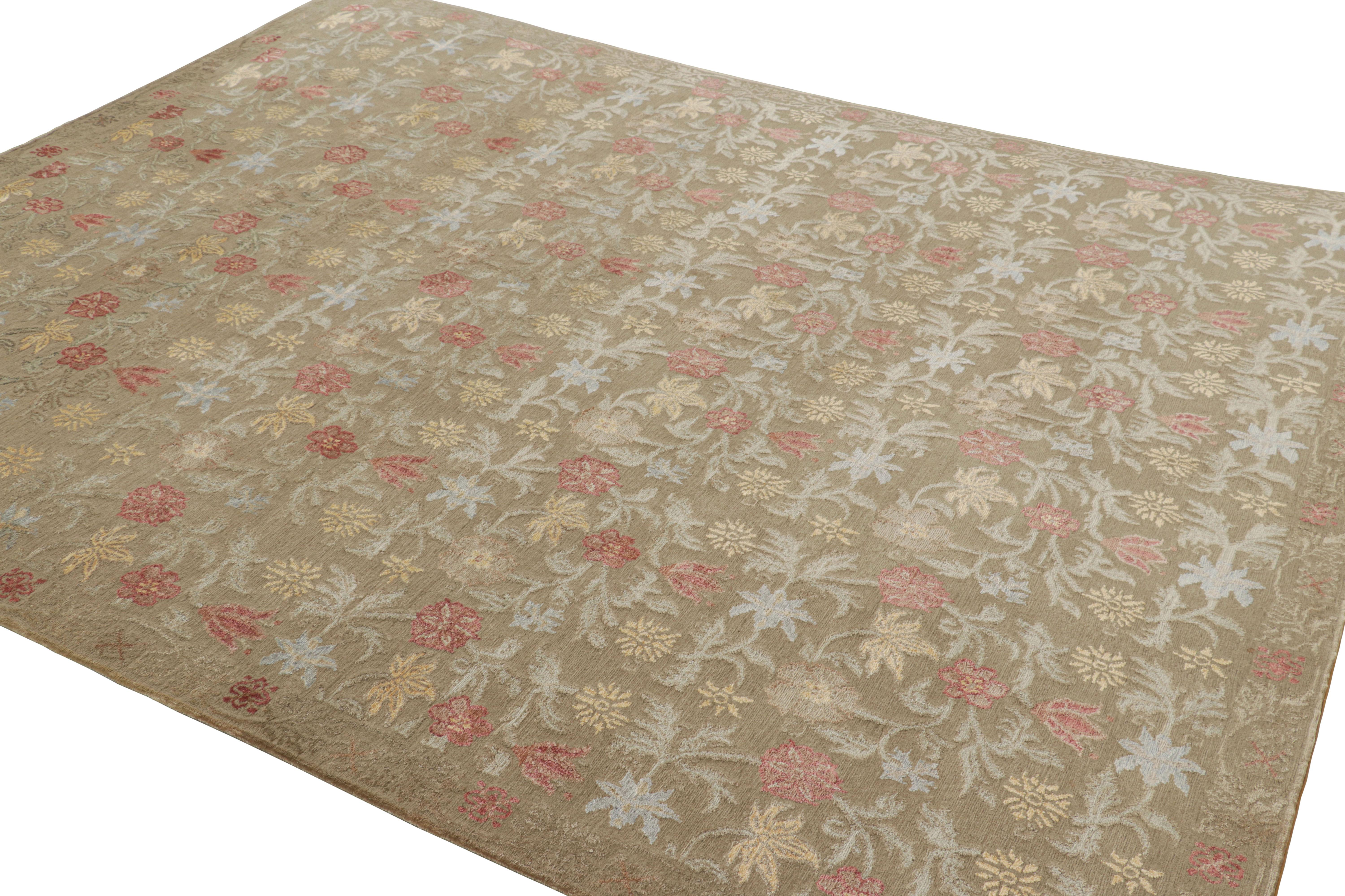 Rug & Kilim's European Style Rug in Beige-Brown with Floral Patterns 