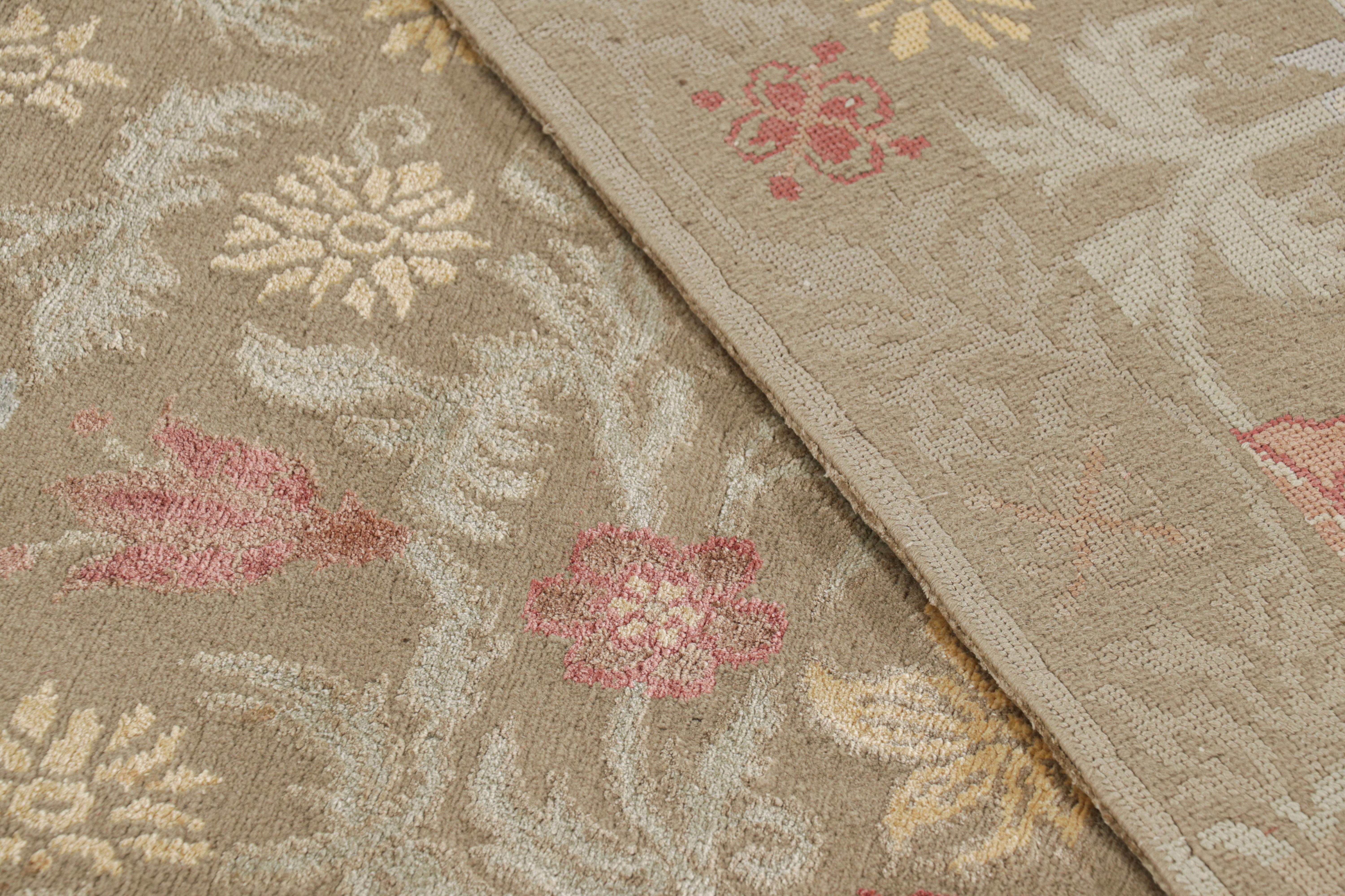 Rug & Kilim's European Style Rug in Beige-Brown with Floral Patterns 