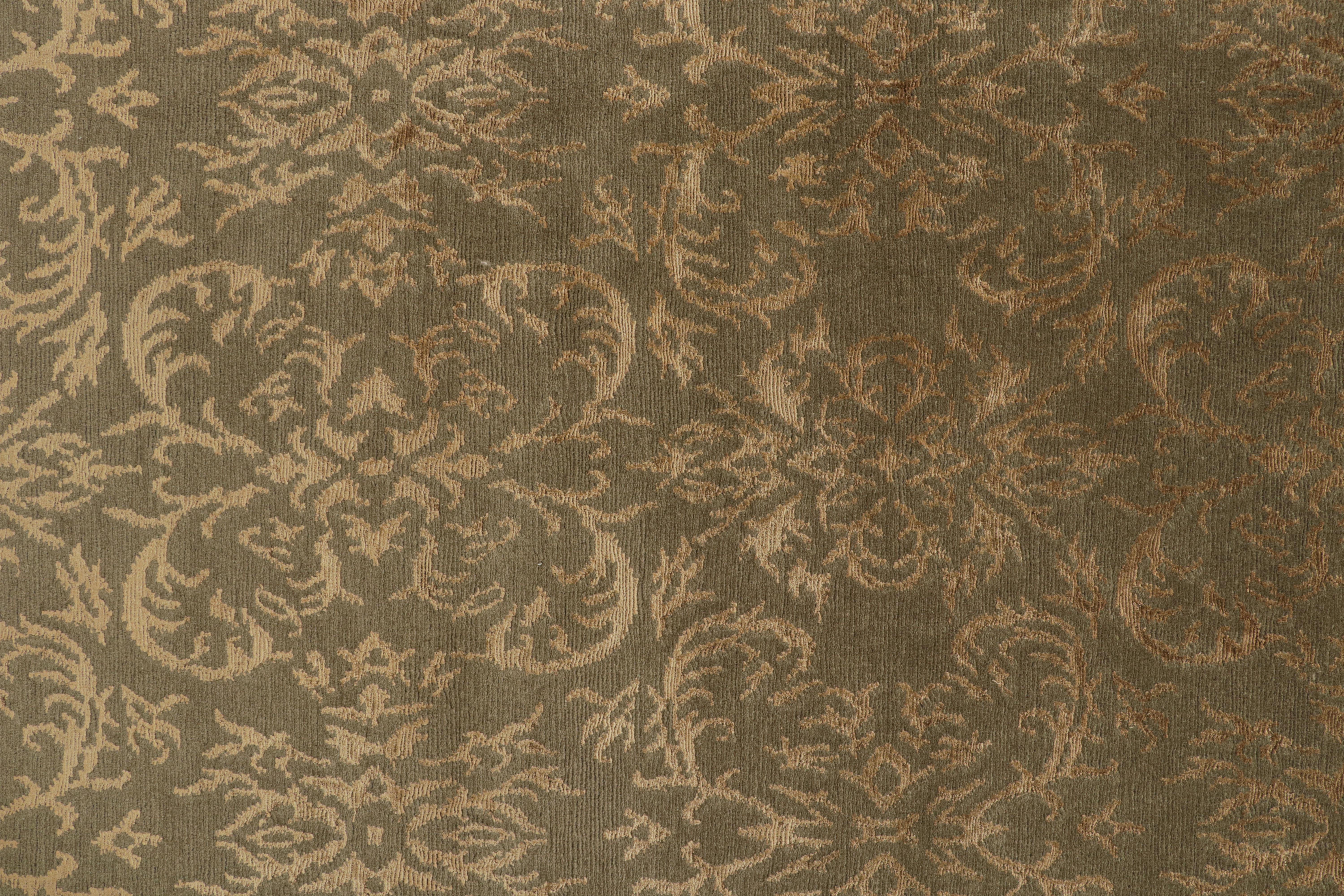 Rug & Kilim’s European Style Rug in Beige-Gold and Green Arabesque Pattern In New Condition For Sale In Long Island City, NY