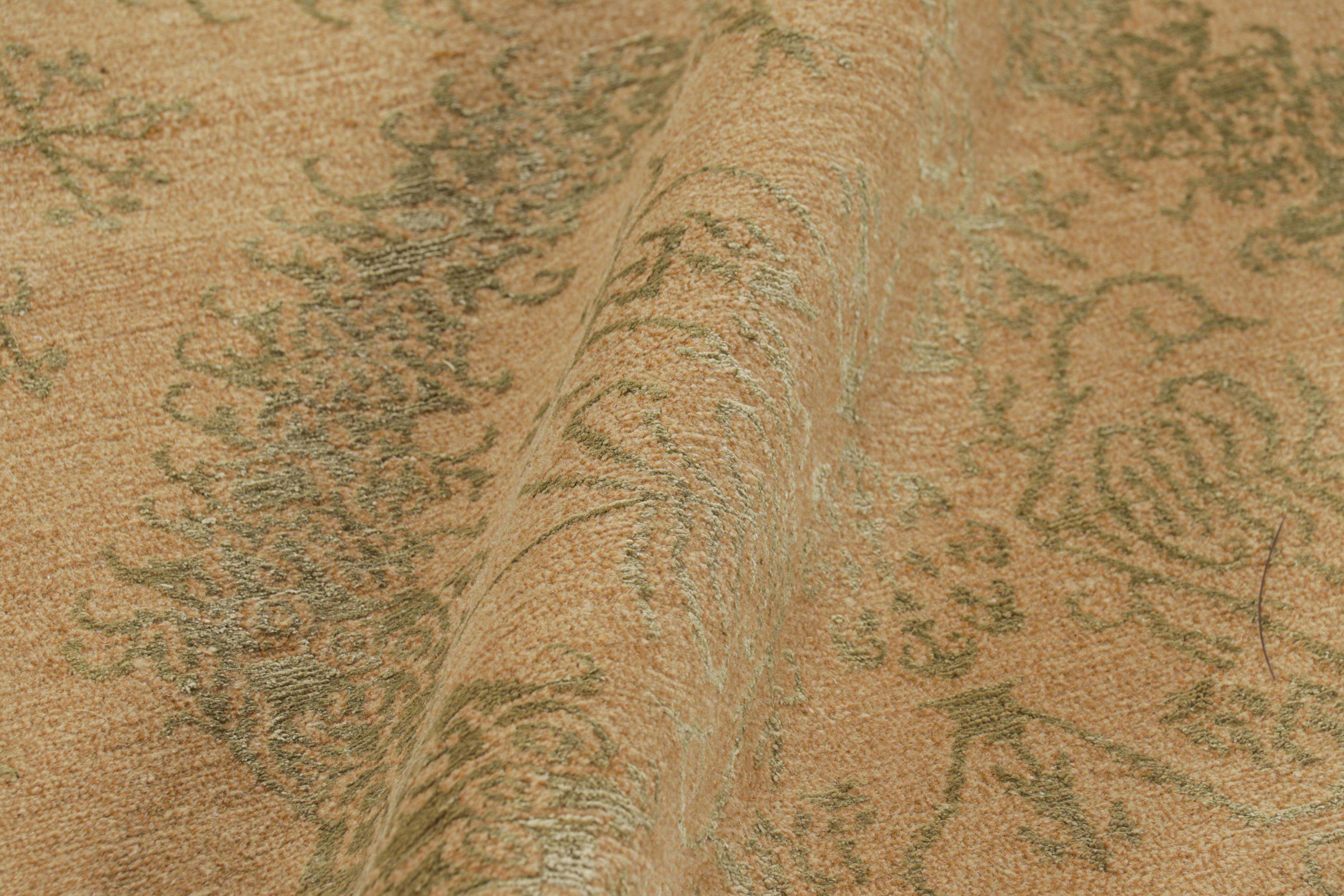 Contemporary Rug & Kilim’s European Rug In Gold With Floral Medallions “Catana” For Sale