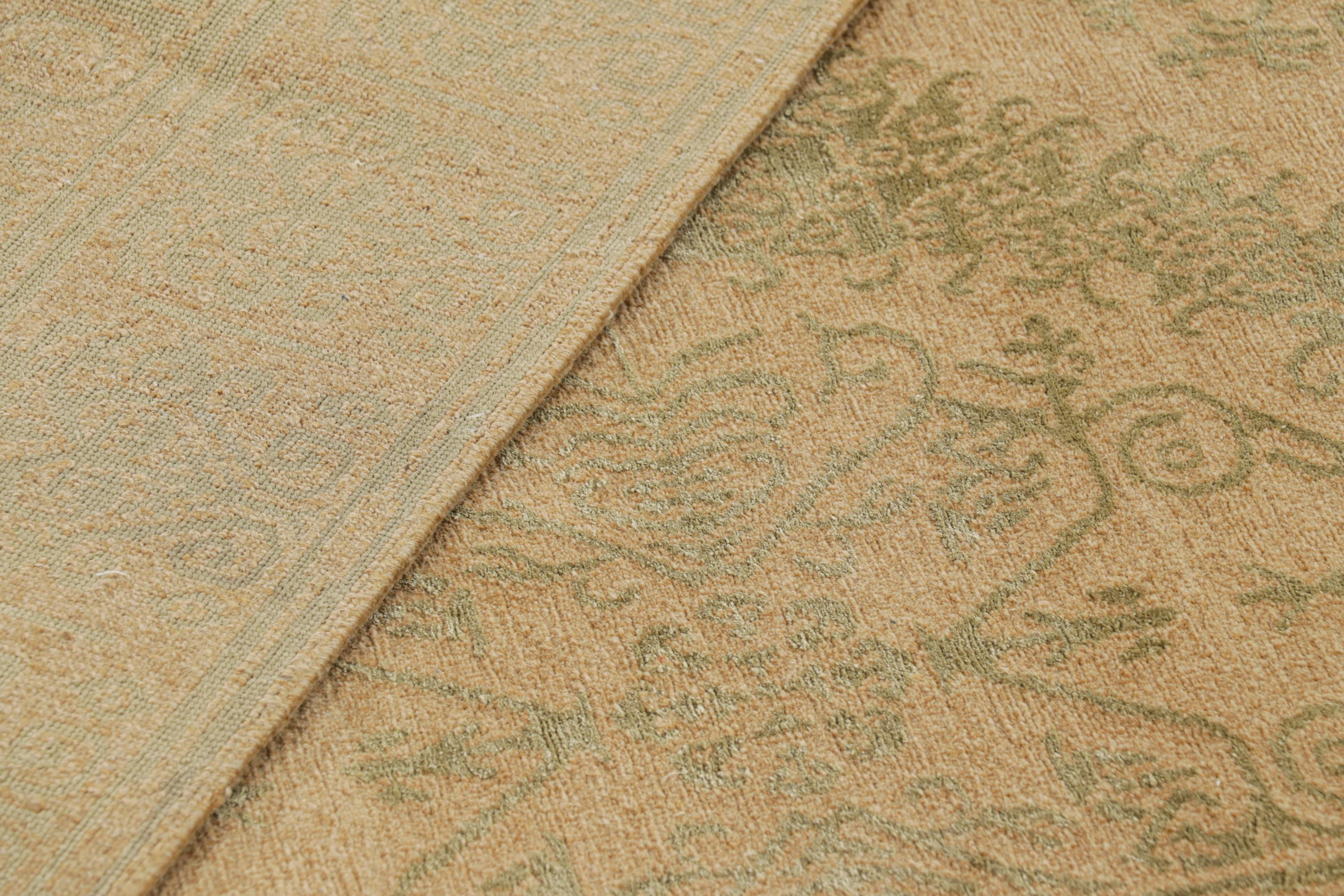 Wool Rug & Kilim’s European Rug In Gold With Floral Medallions “Catana” For Sale