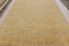 Rug & Kilim’s European Style Rug in Gold and Green Arabesque Pattern