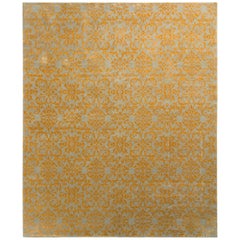 Rug & Kilim’s European Style Rug in Gold and Green Arabesque Pattern