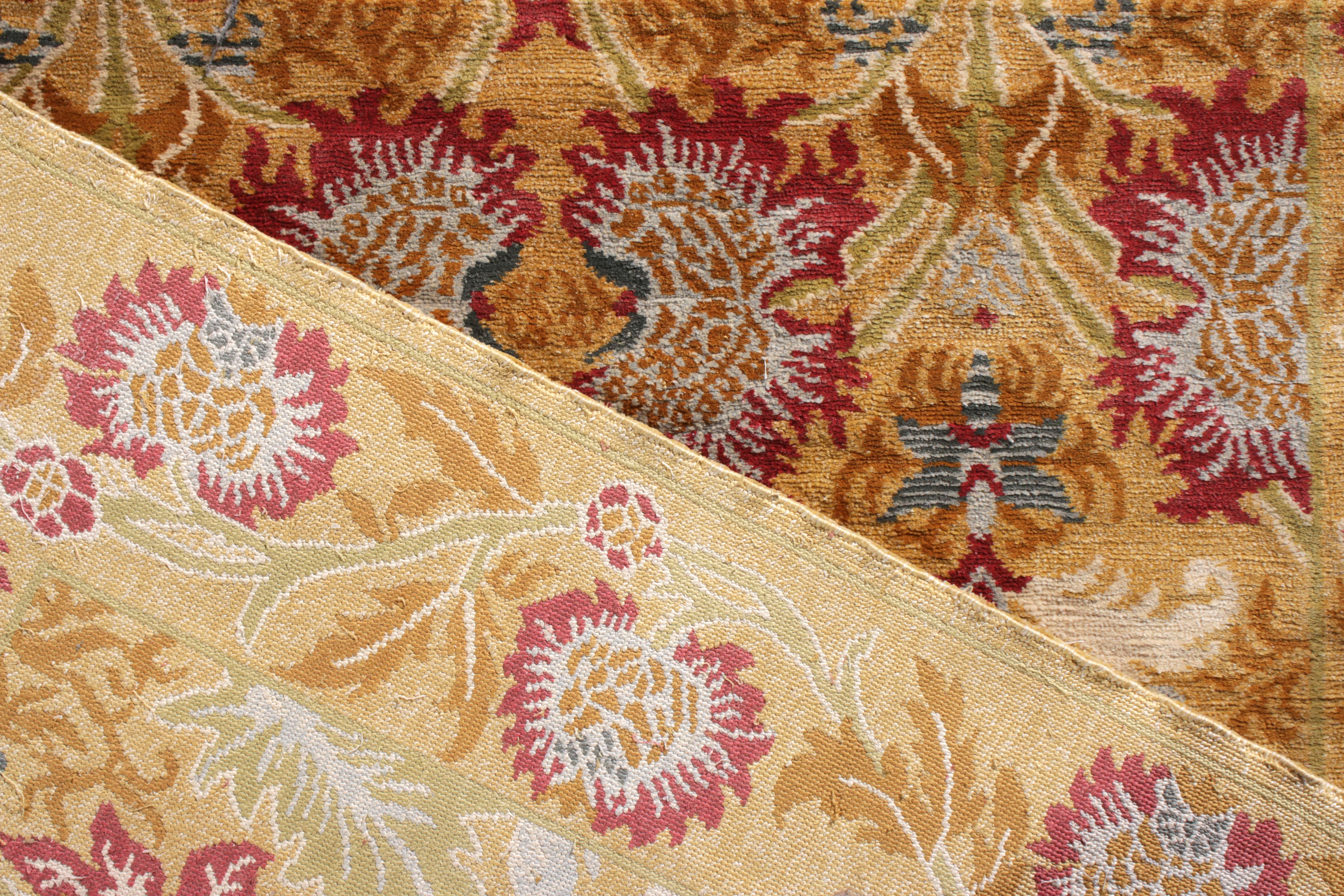 Hand-Knotted Rug & Kilim’s European Style Rug in Gold and Red All over Floral Pattern For Sale