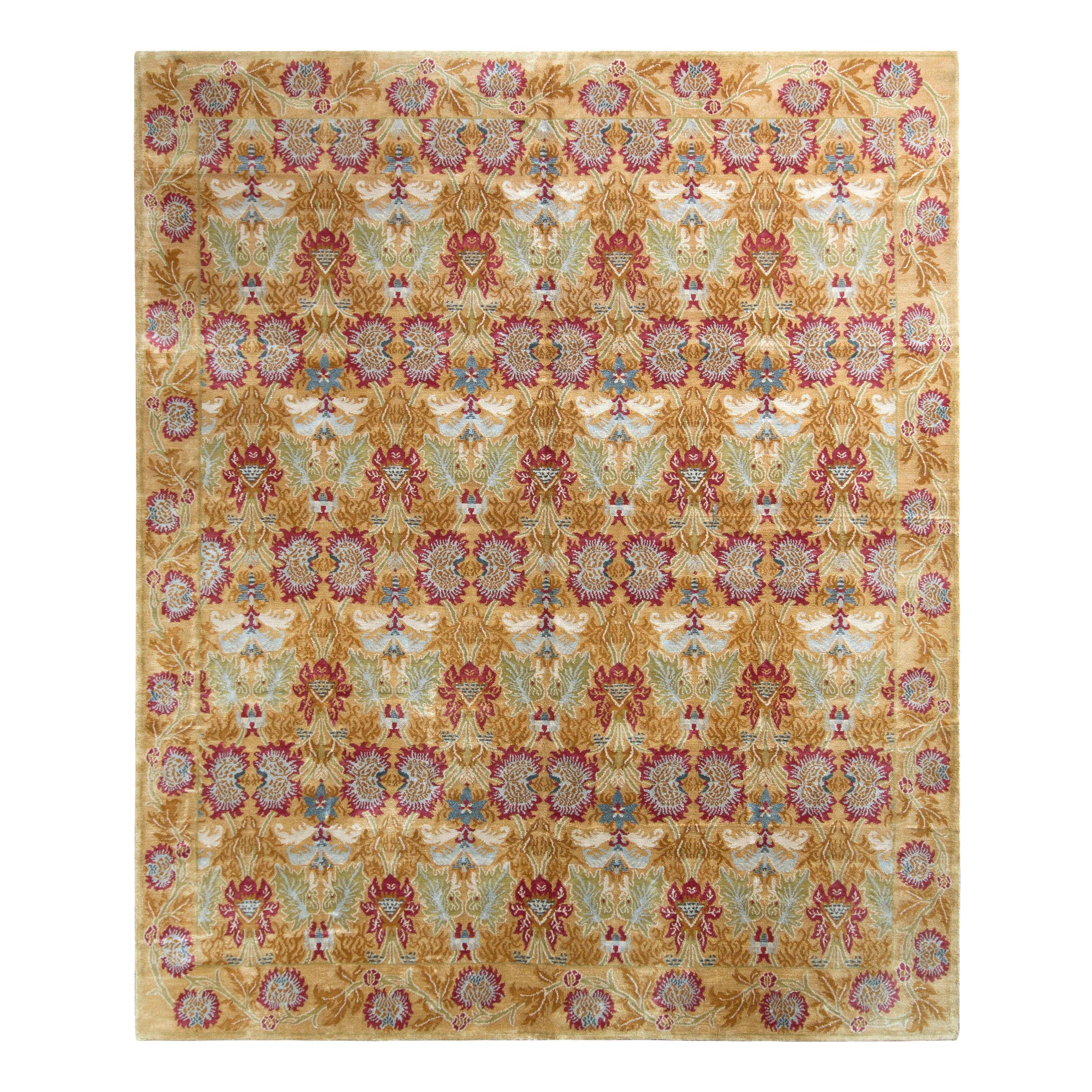 Rug & Kilim's European Style Rug in Gold and Red Floral Pattern (tapis de style européen à motifs floraux or et rouge)