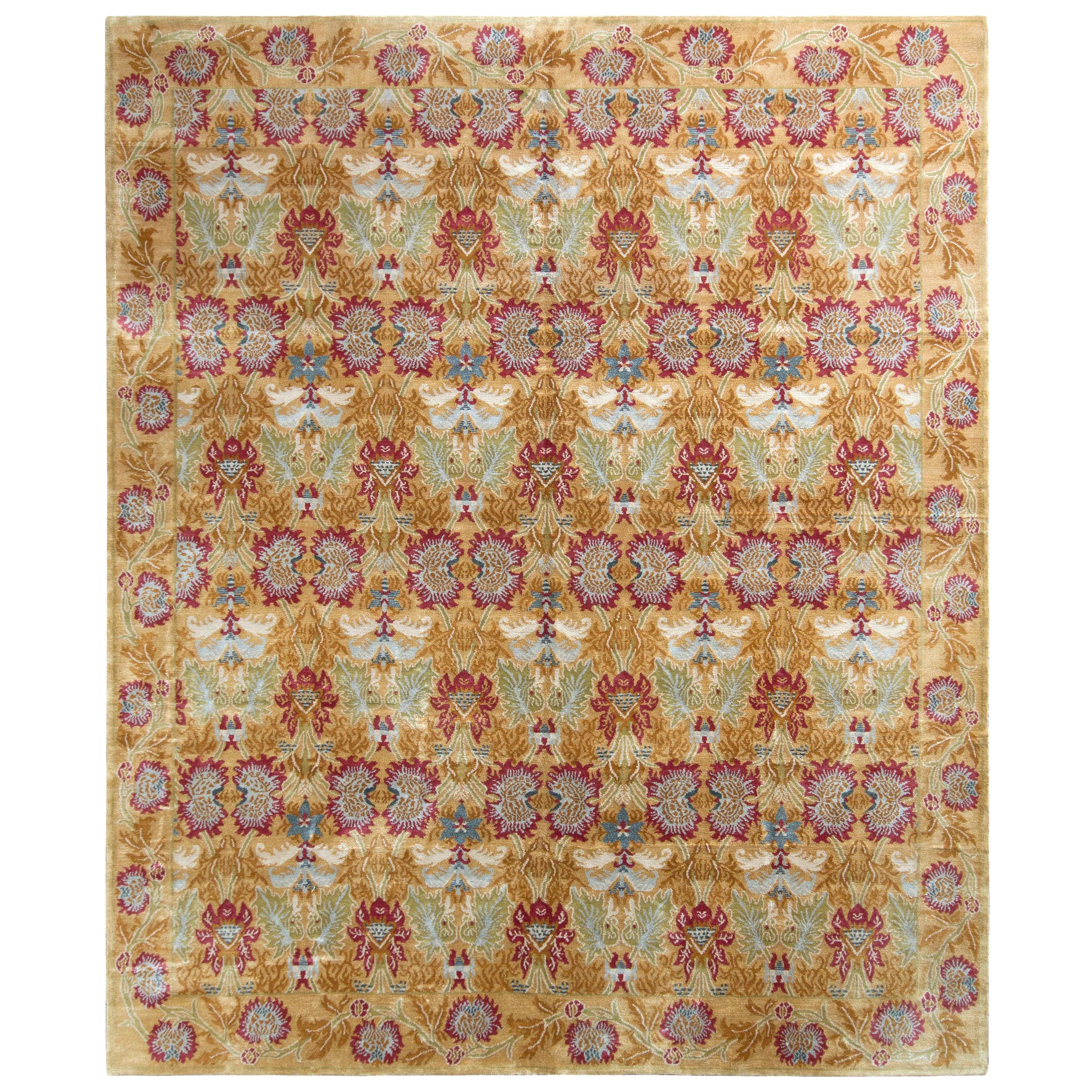 Rug & Kilim’s European Style Rug in Gold and Red Floral Pattern
