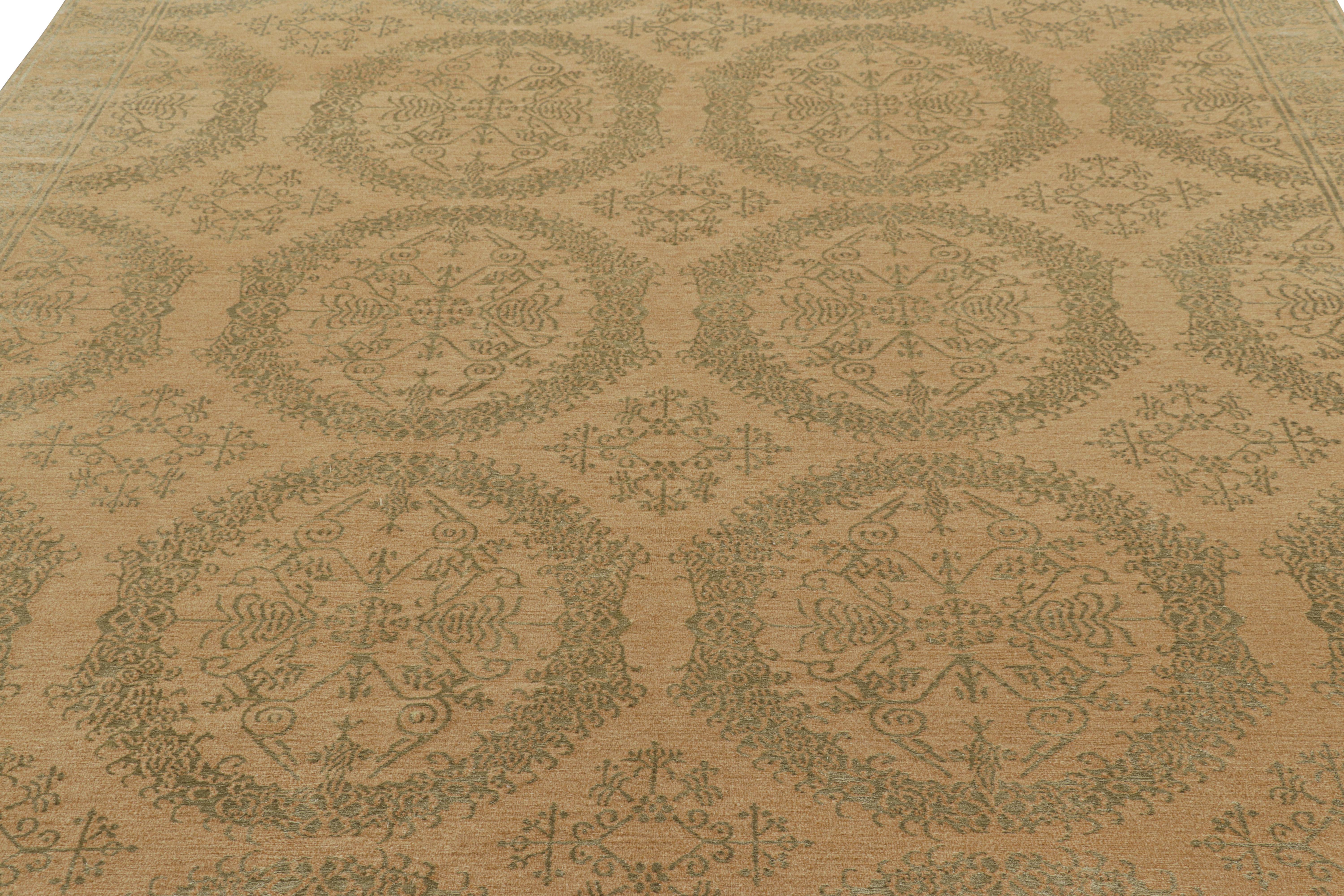 Hand-knotted in wool and silk with our most luxurious Nepalese pile, this 8x10 modern rug from Rug & Kilim’s European rug collection is entitled “Catana”, inspired by antique Italian rug designs and textiles of the most elegant sensibility. 

On the