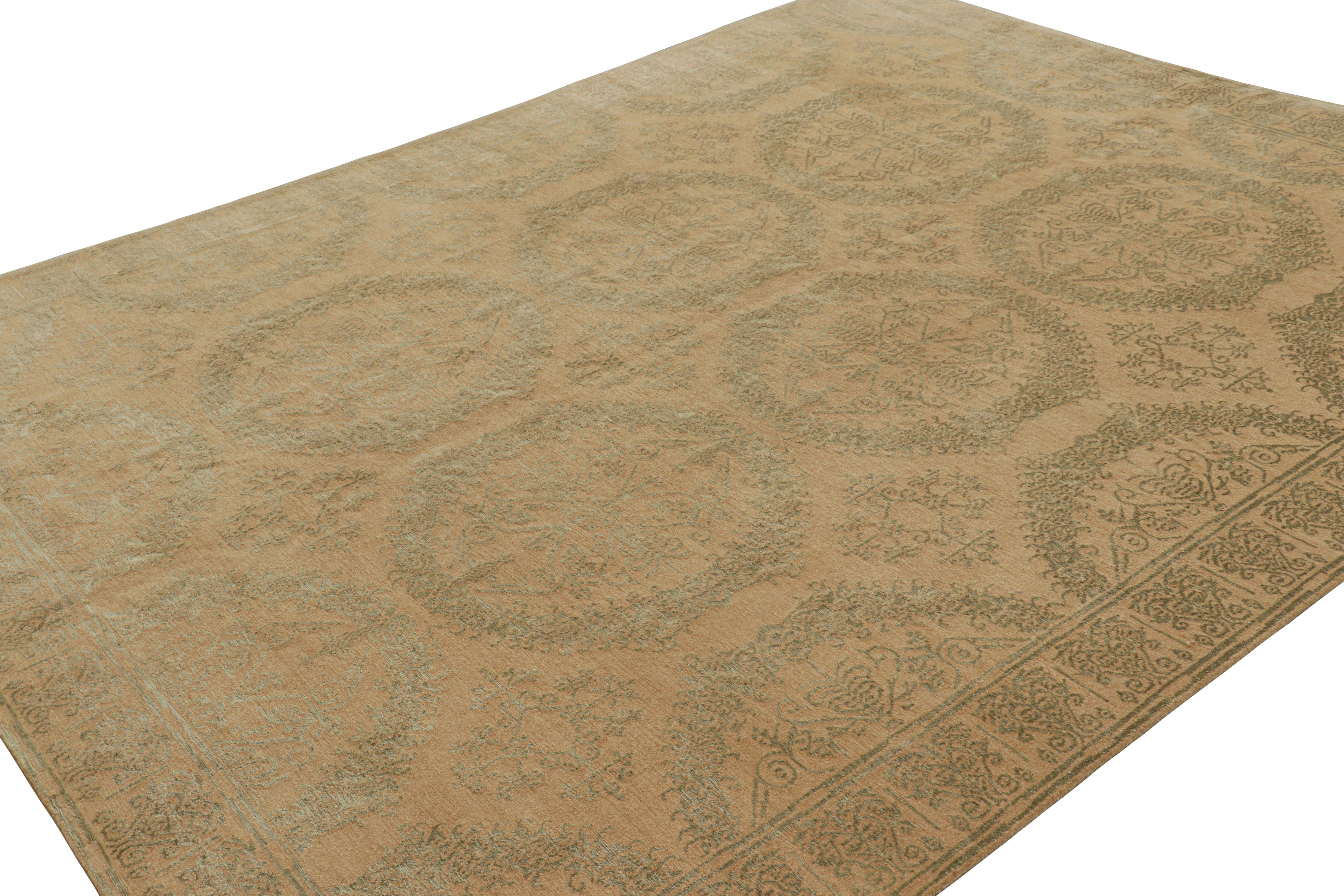 Hand-Knotted Rug & Kilim’s European Style Rug in Gold with Floral Medallions “Catana” For Sale
