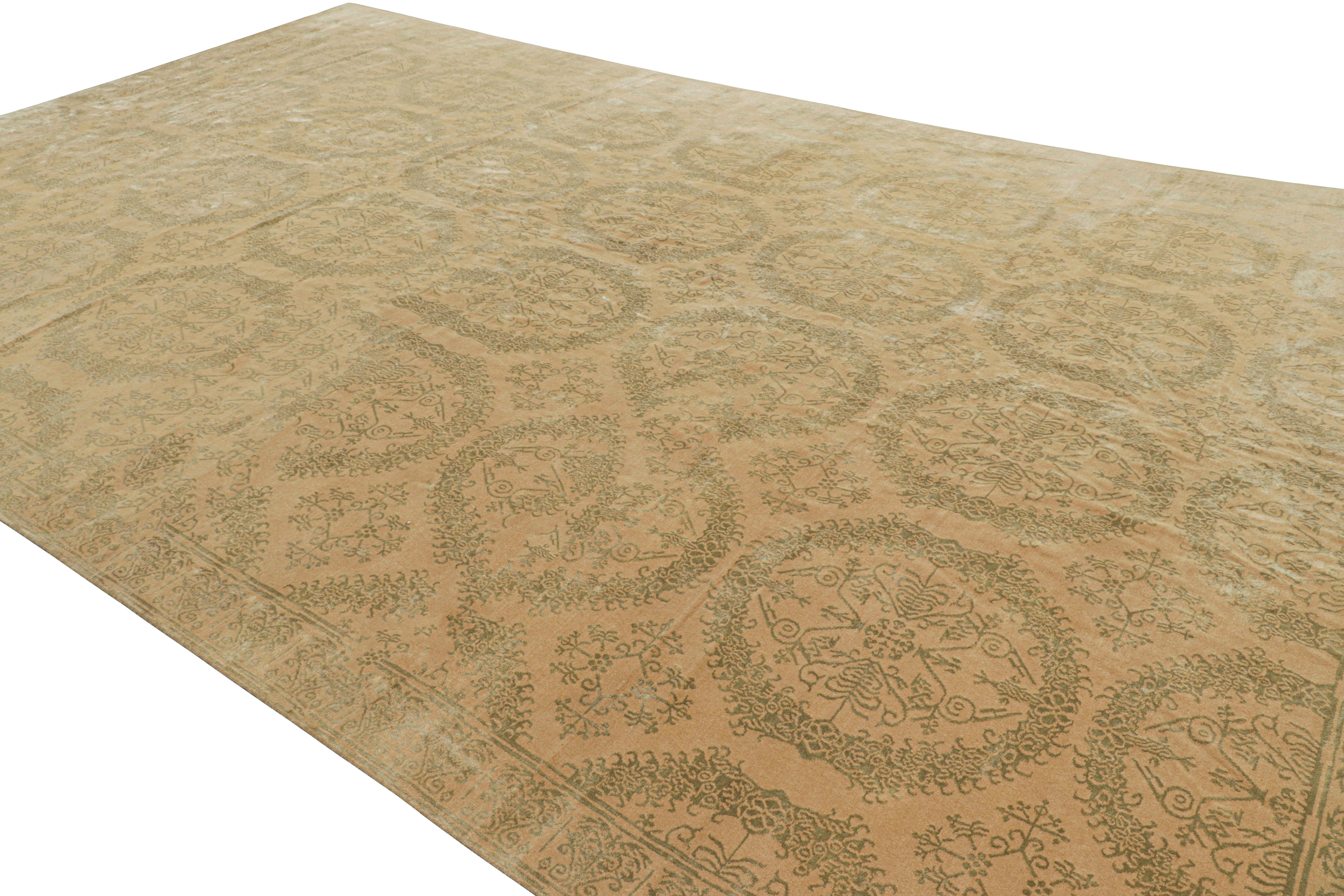 Hand-Knotted Rug & Kilim’s European Style Rug in Gold with Floral Medallions “Catana” For Sale