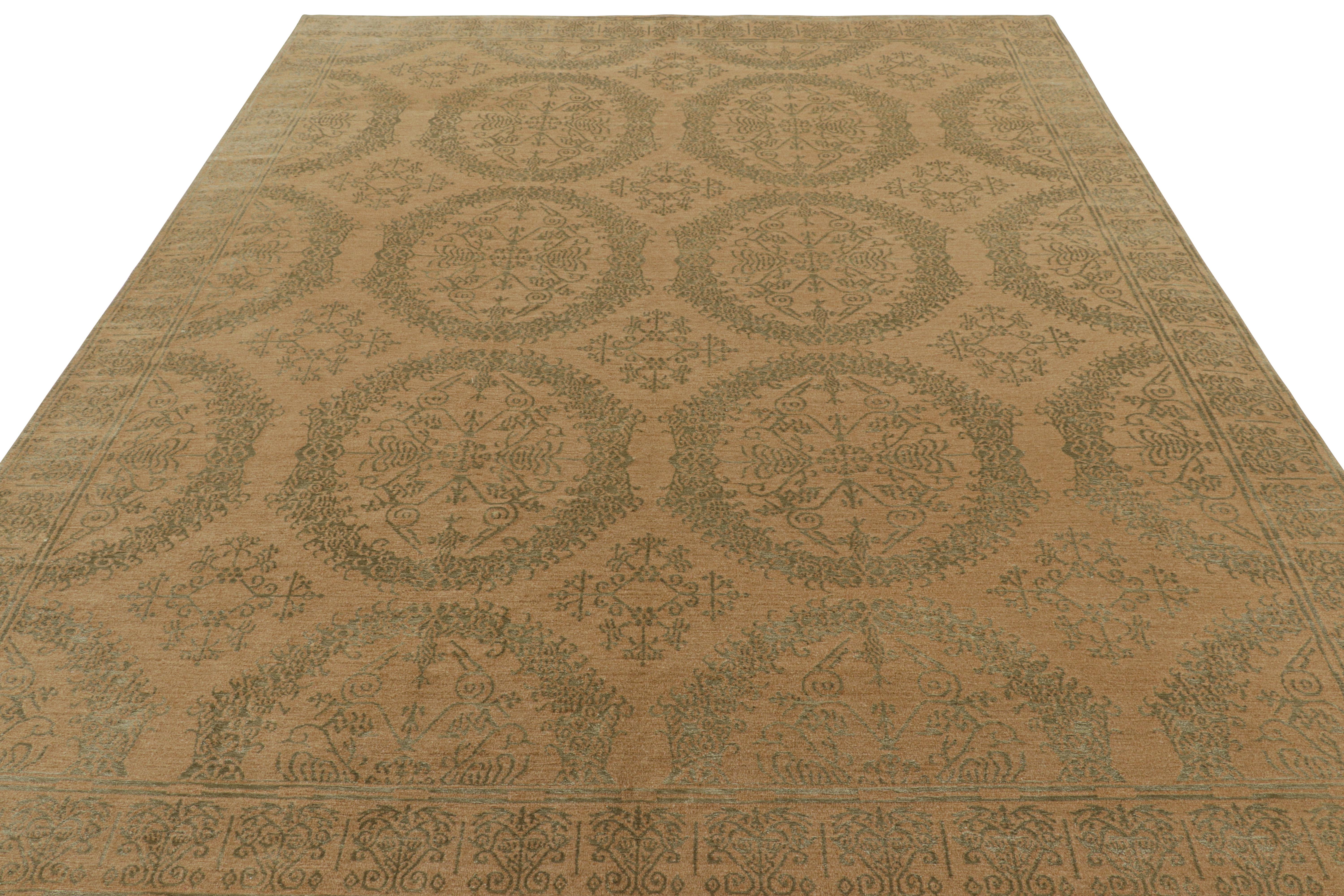 Rug & Kilim’s European Style Rug in Gold with Floral Medallions “Catana” In New Condition For Sale In Long Island City, NY