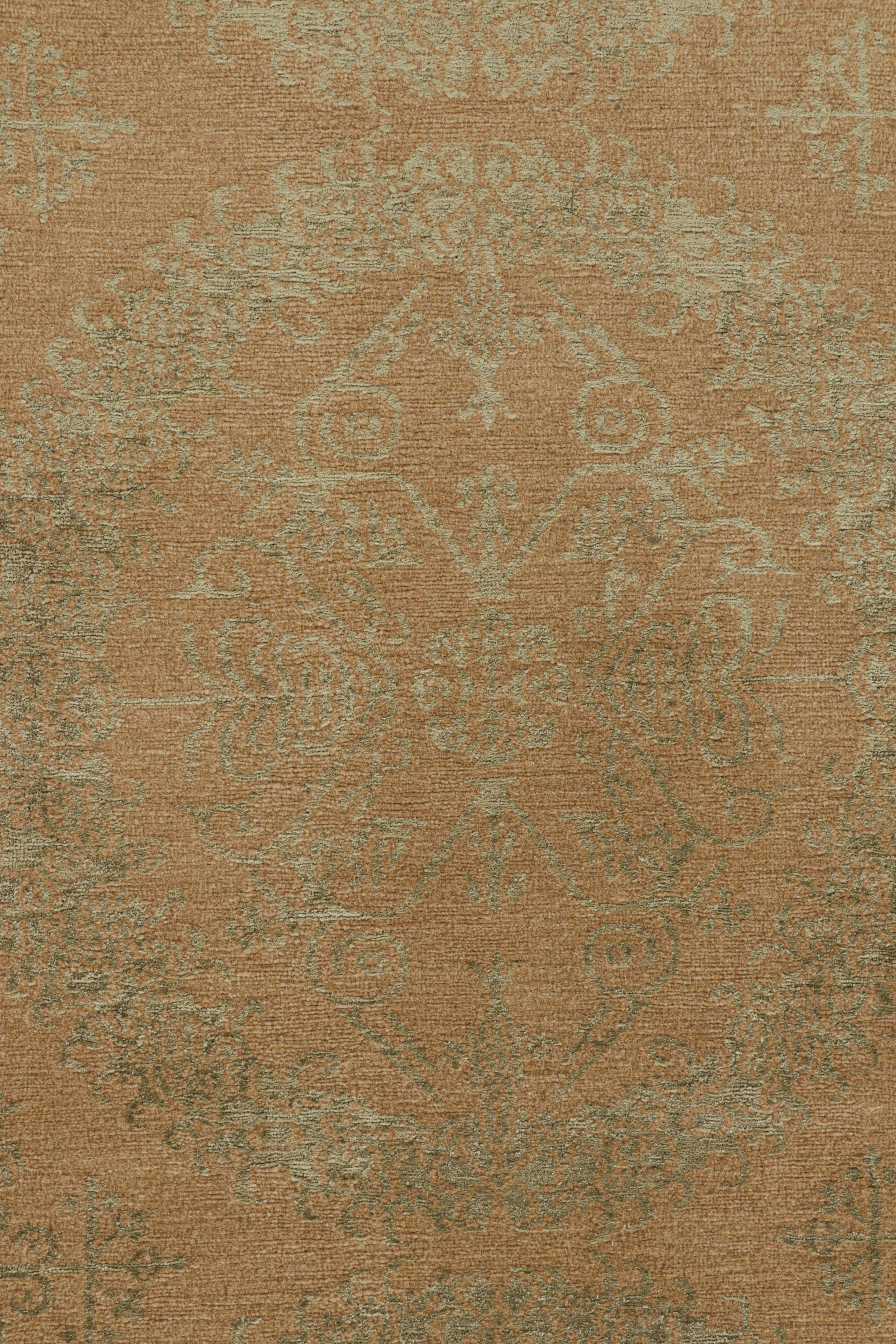Contemporary Rug & Kilim’s European Style Rug in Gold with Floral Medallions “Catana” For Sale